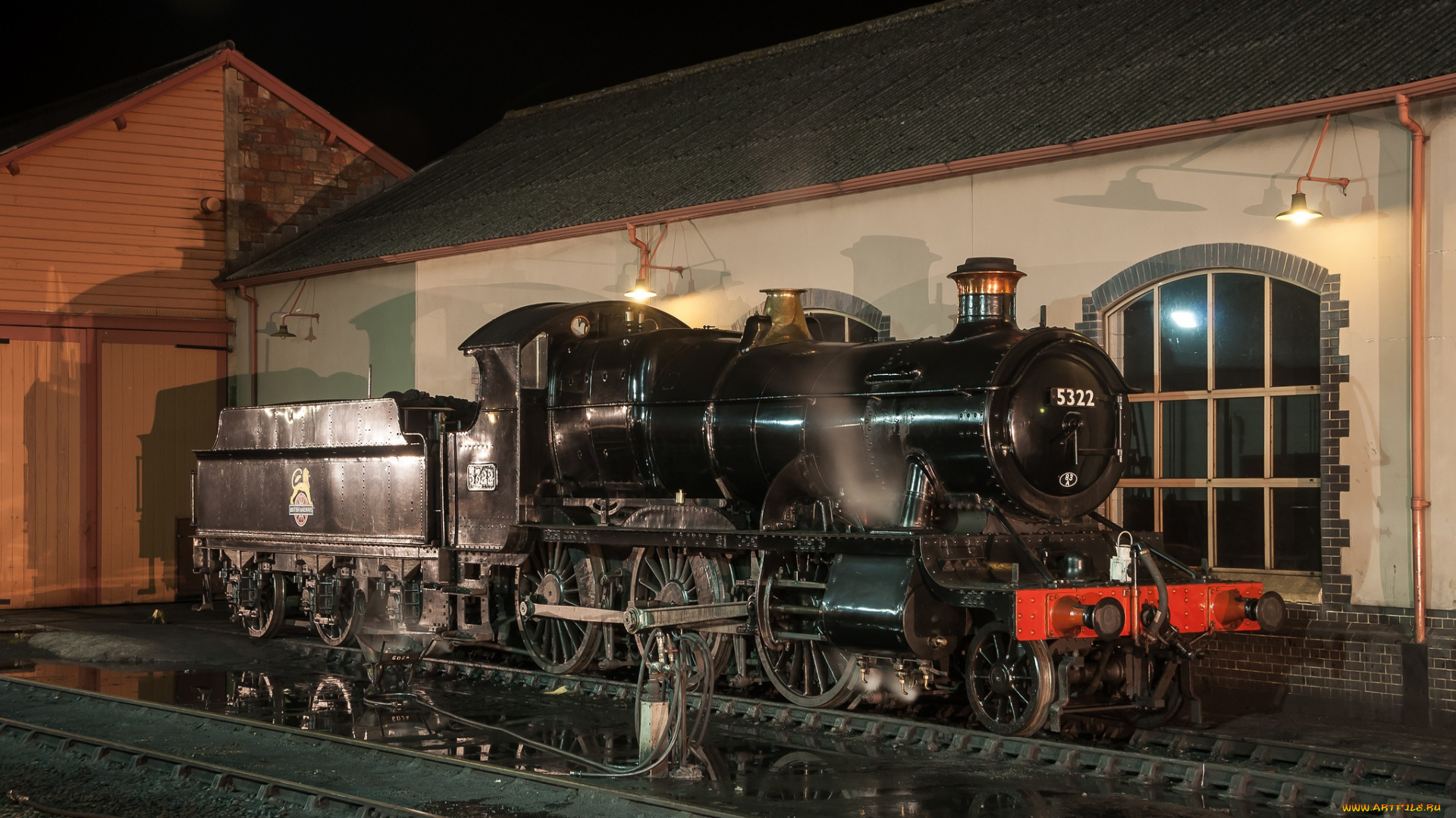 техника, паровозы, паровоз, депо, ночь