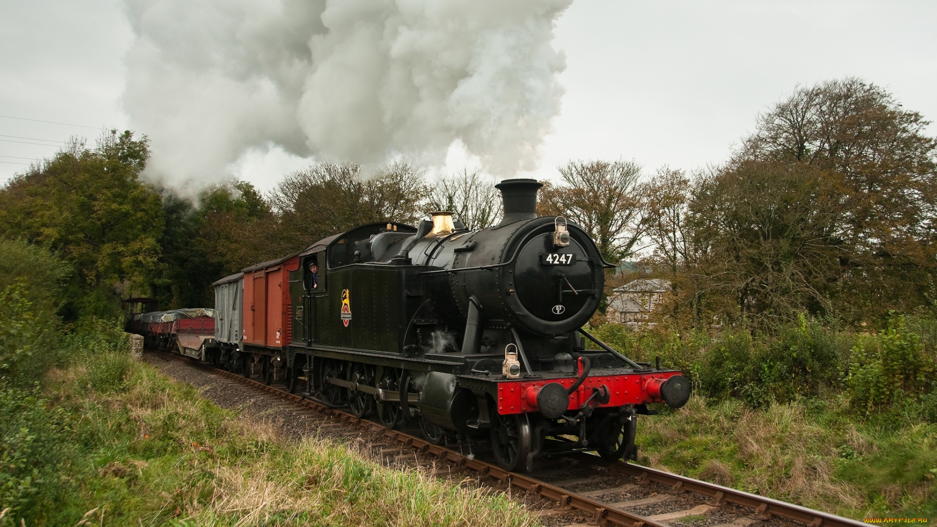 техника, паровозы, состав, паровоз, рельсы, дорога, железная