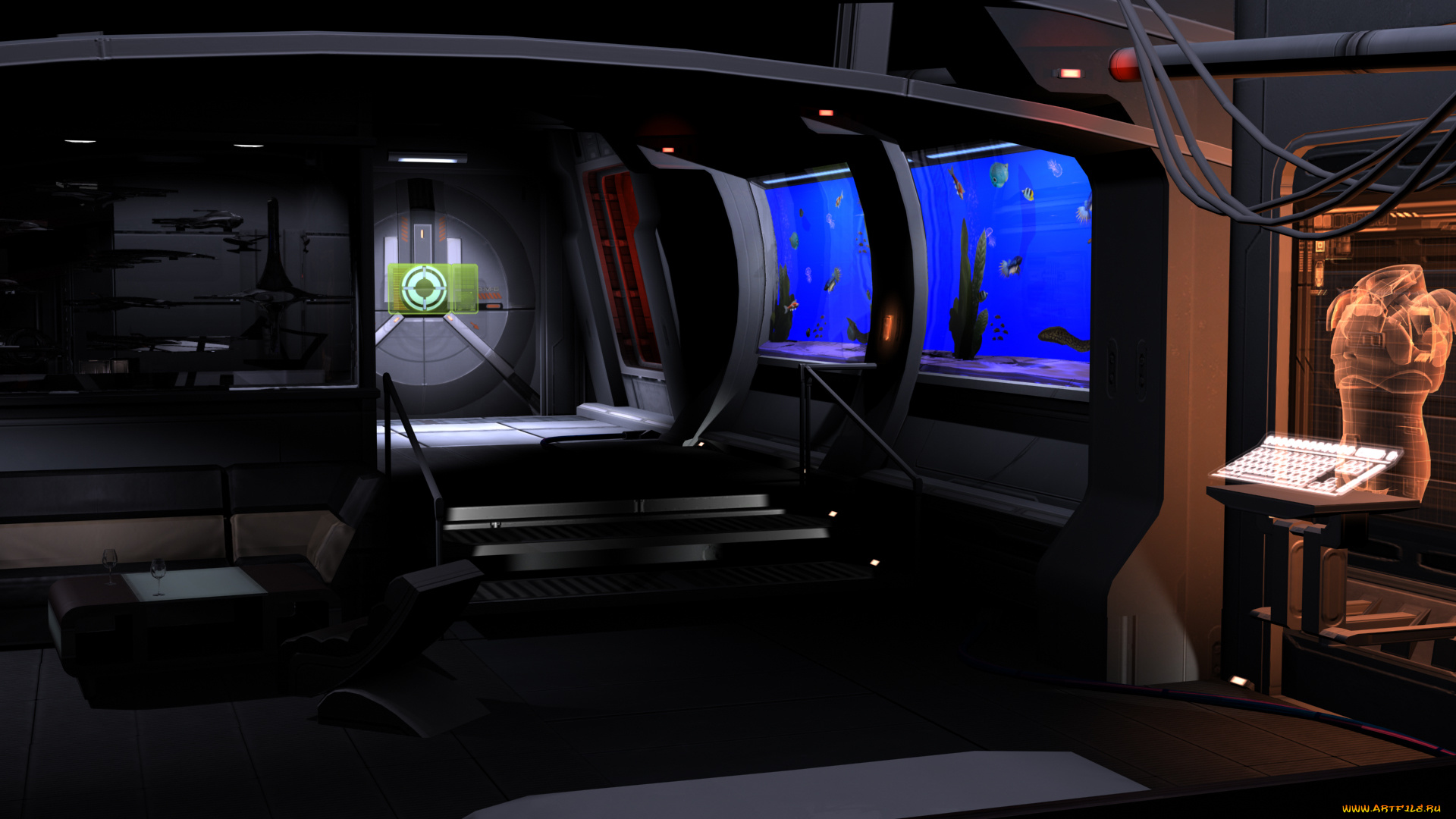 видео, игры, mass, effect, 3, комната, космический, корабль