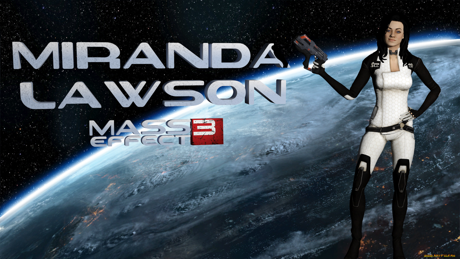 видео, игры, mass, effect, 3, оружие, девушка, планета