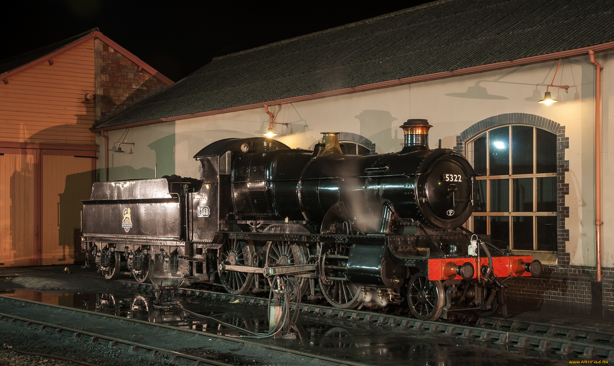 техника, паровозы, паровоз, депо, ночь