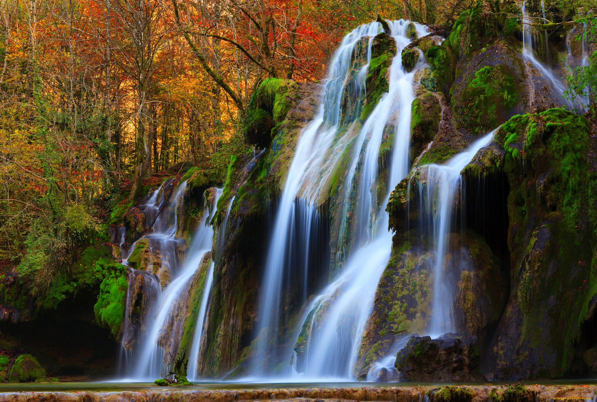 природа, водопады, поток