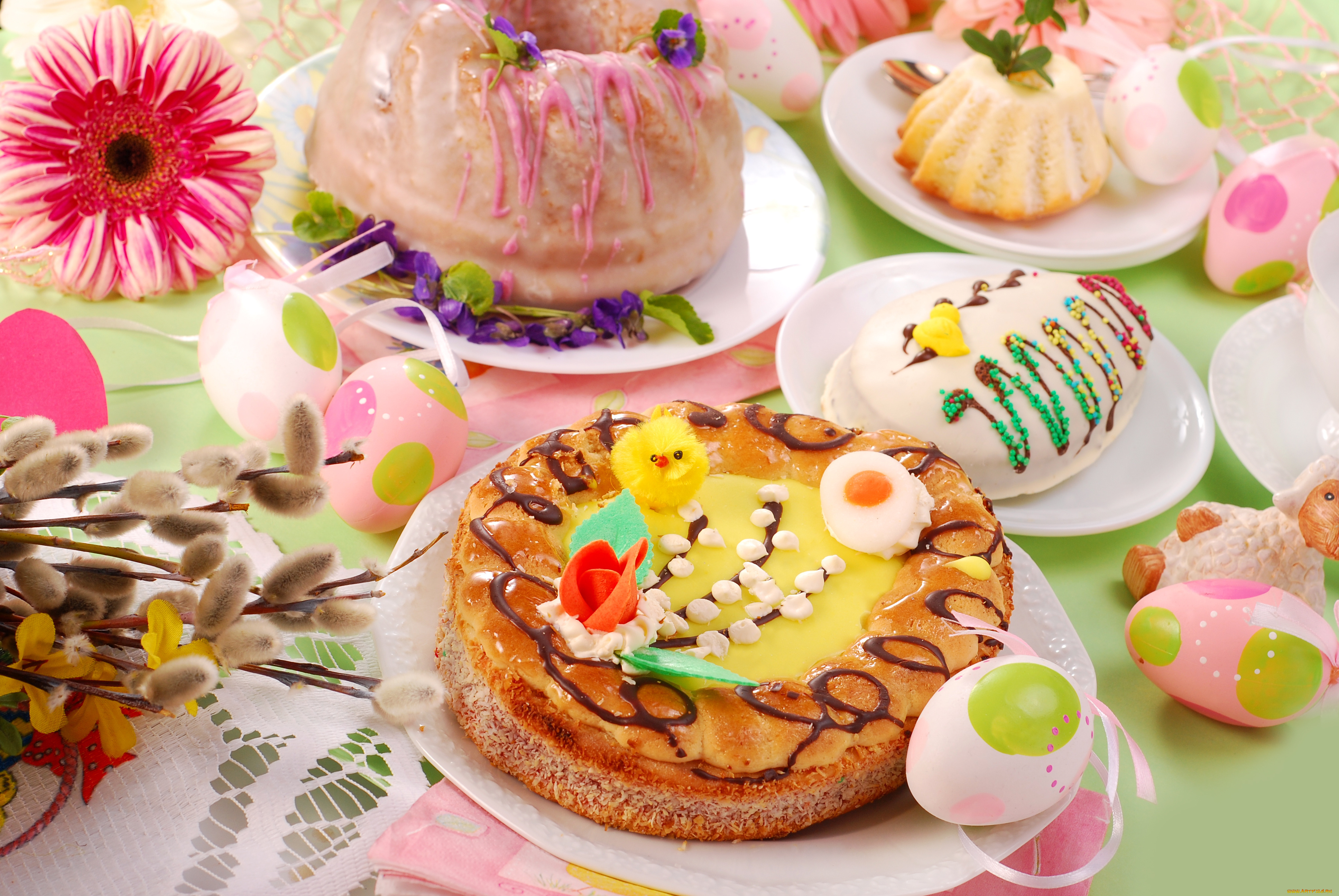 праздничные, пасха, яйца, выпечка, цветы, праздник