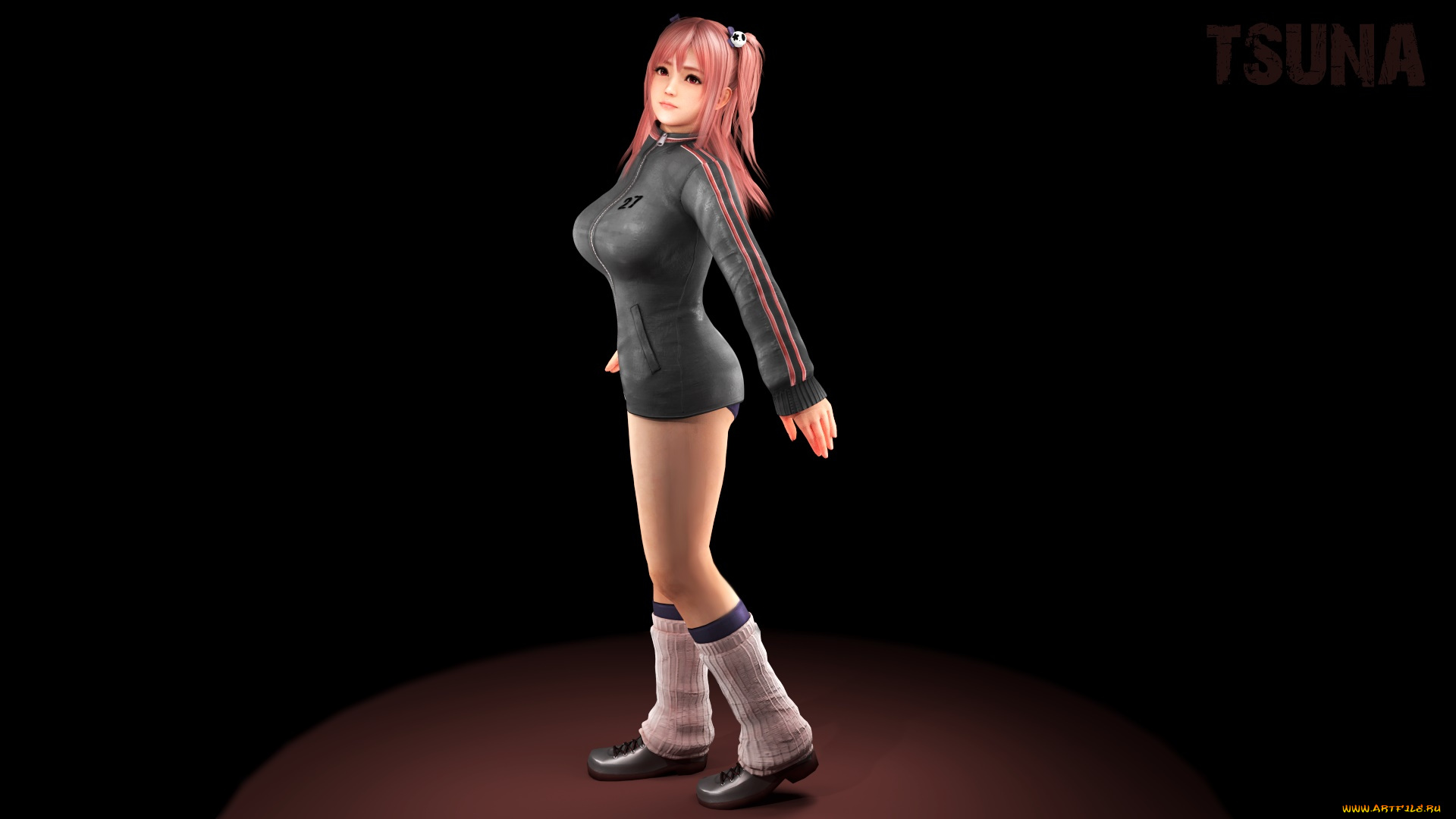 3д, графика, аниме, , anime, девушка, взгляд, фон, рыжая