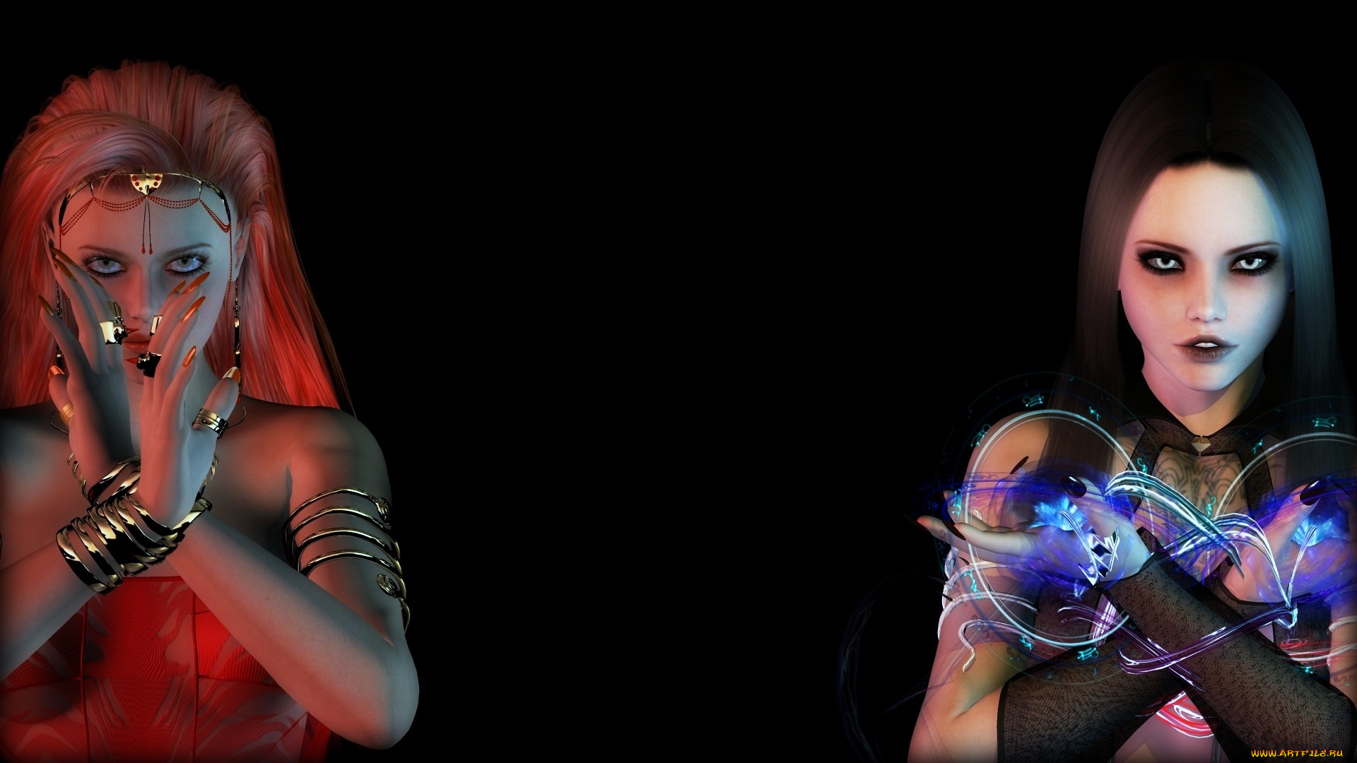 3д, графика, фантазия, , fantasy, магия, фон, взгляд, девушки