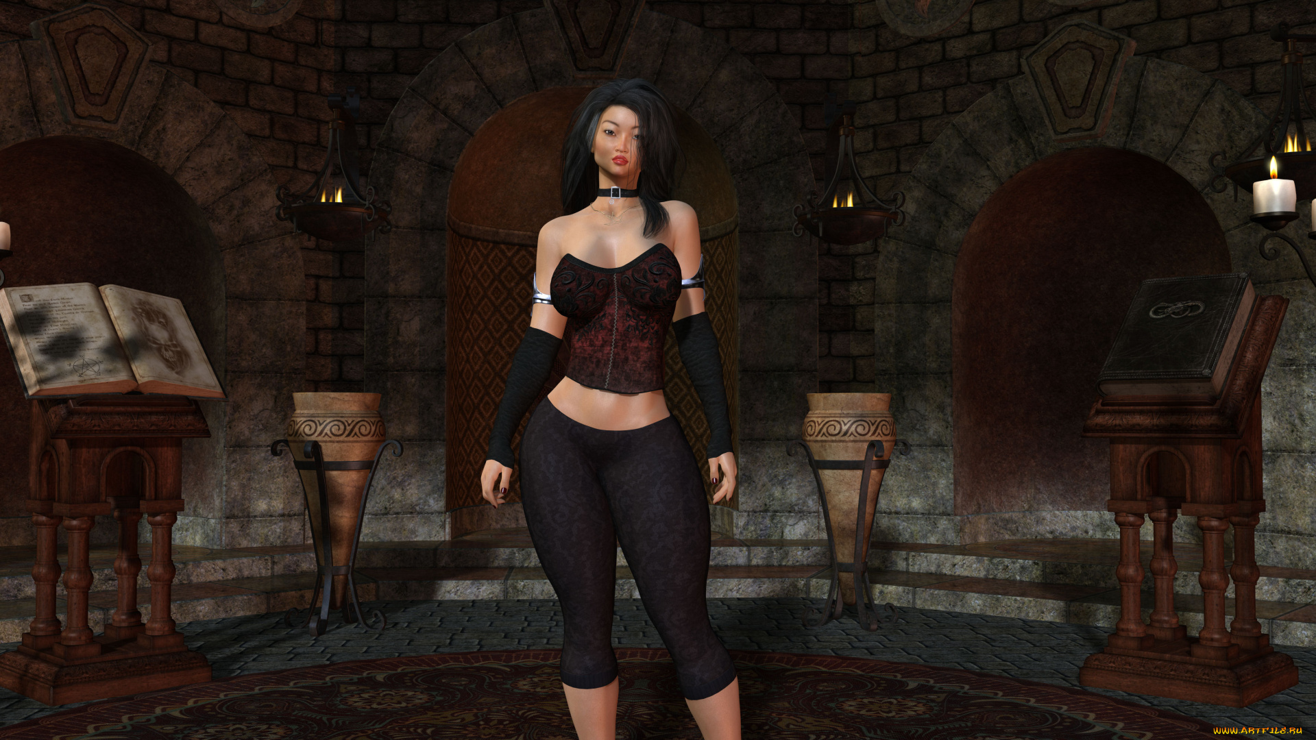 3д, графика, люди, , people, свечи, фон, взгляд, девушка