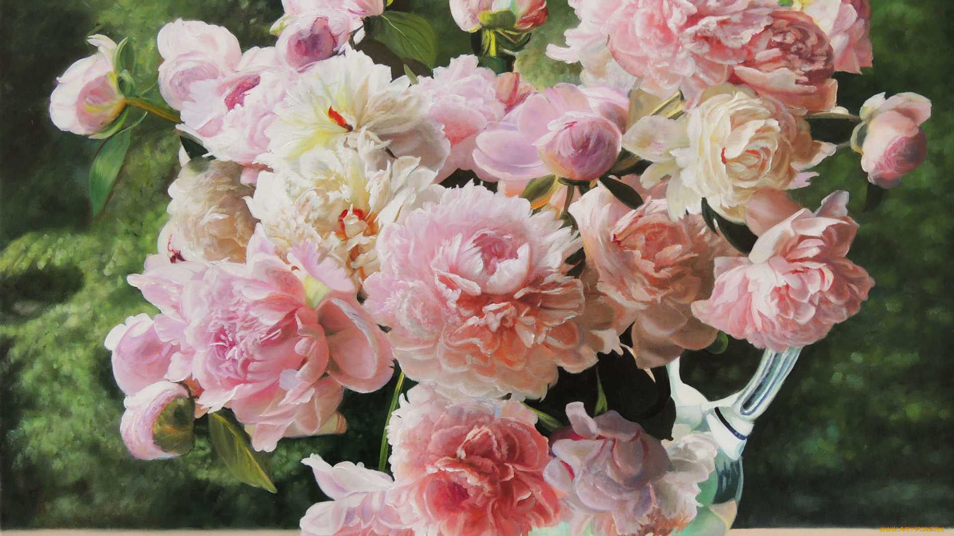 рисованное, zbigniew, kopania, пионы, цветы, zbigniew, kopania, розовое