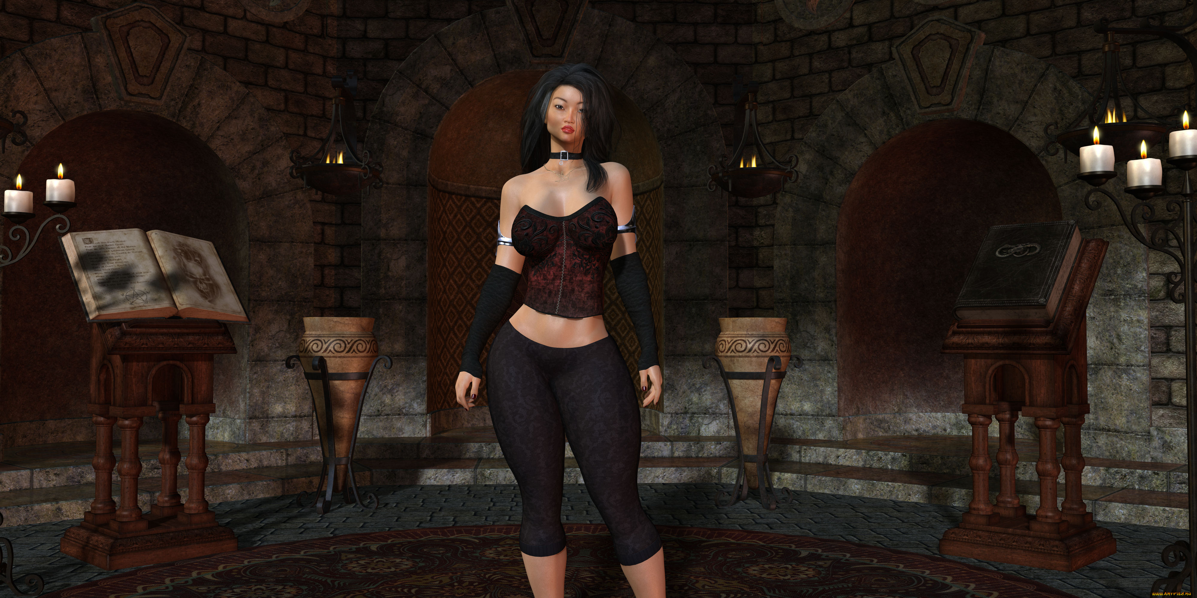 3д, графика, люди, , people, свечи, фон, взгляд, девушка