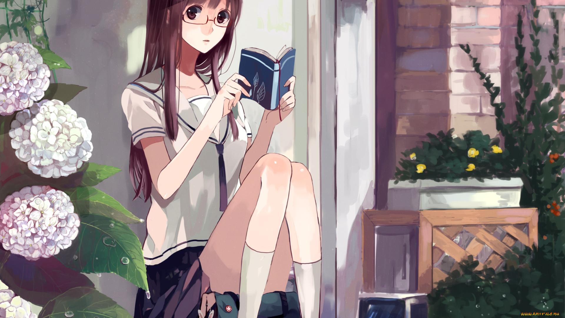 аниме, город, , улицы, , здания, toryufu, девочка