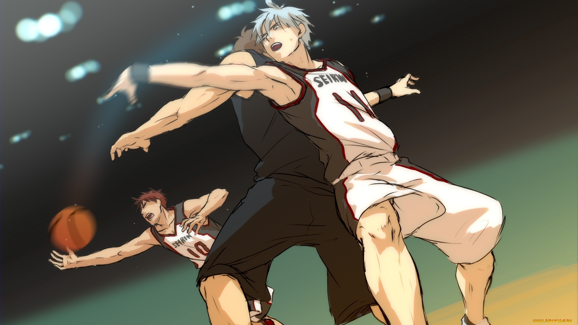 аниме, kuroko, no, baske, kuroko, no, basket, kagami, taiga, tetsuya, баскетбол, куроко, мяч, пас, игра, спорт, пот