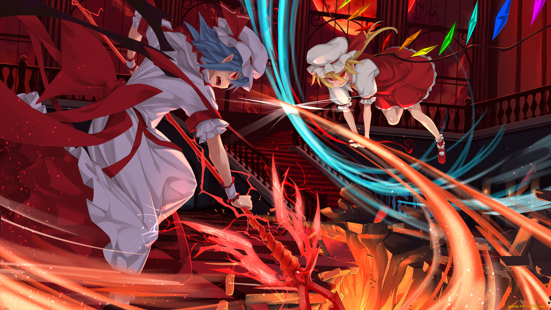 аниме, touhou, flandre, scarlet, asu, tora, remilia