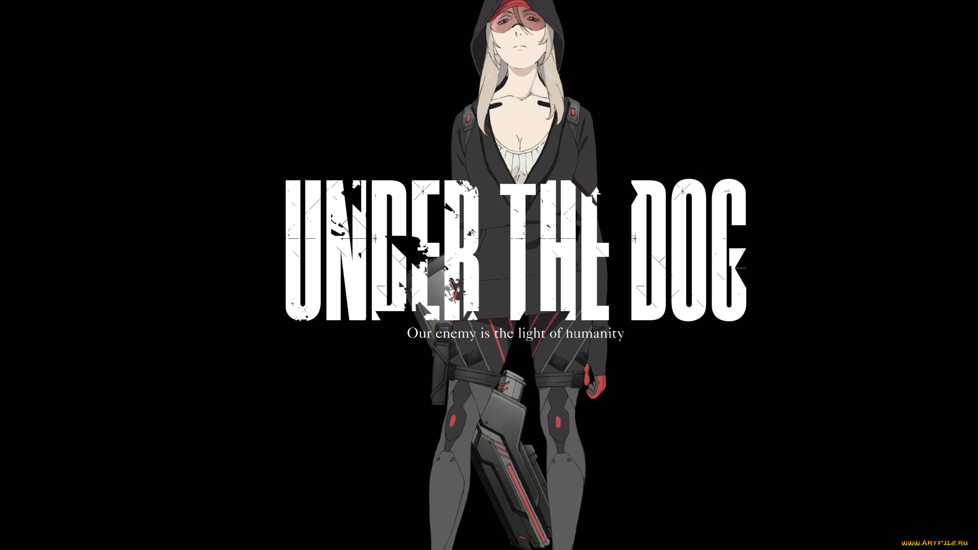 аниме, under, the, dog, капюшон, девушка, under, the, dog