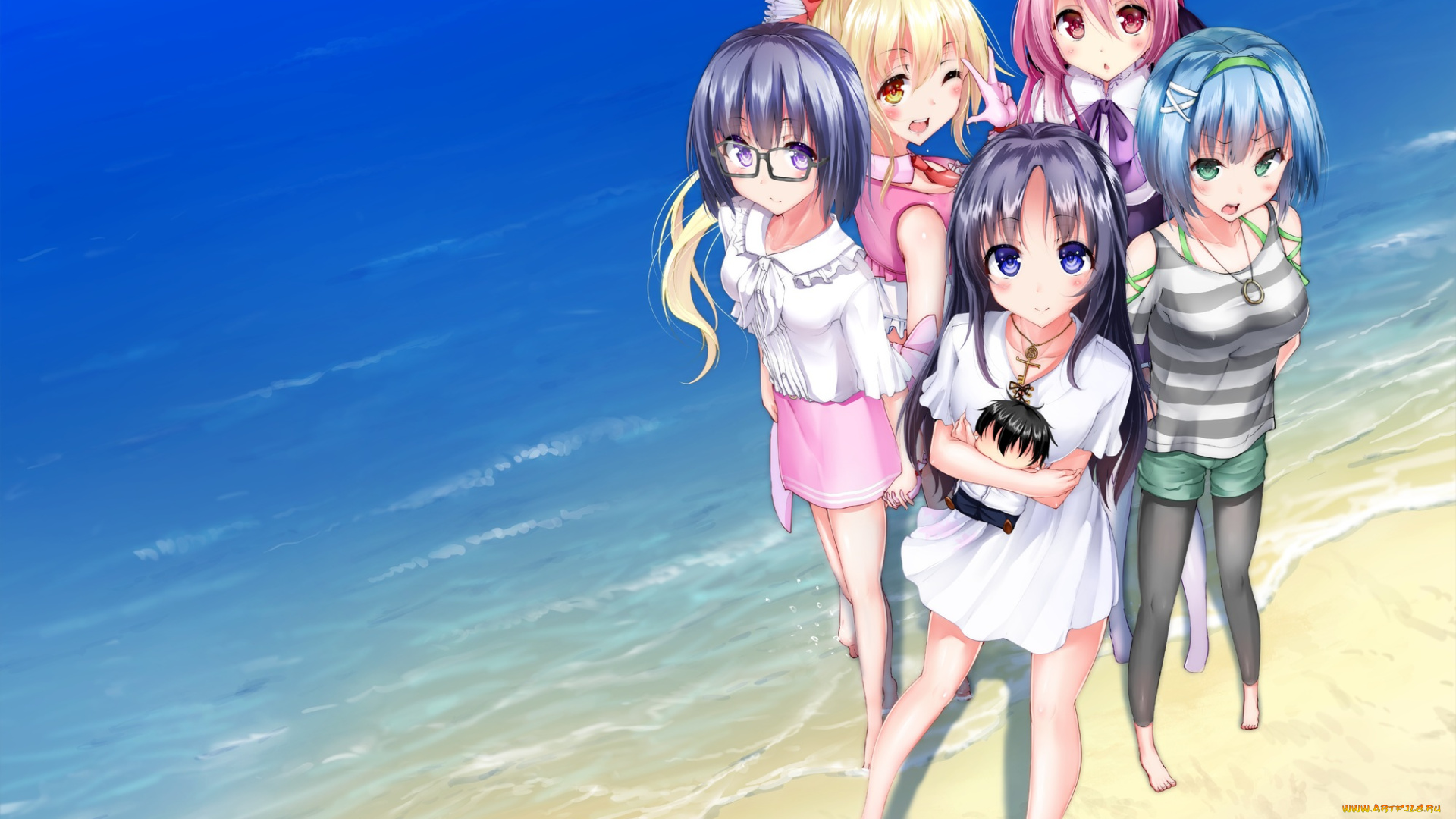 аниме, unknown, , другое, девочки, море