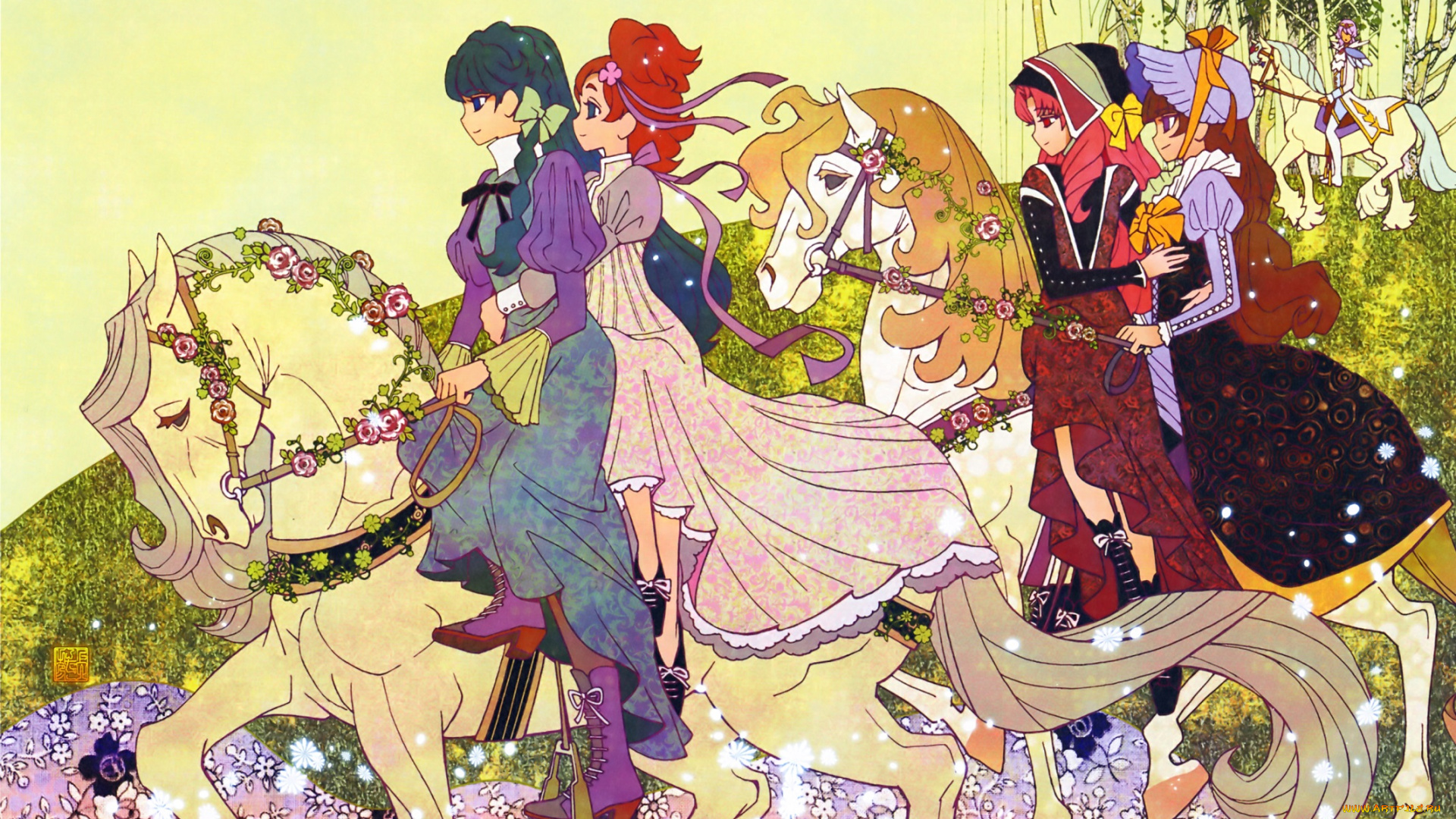 аниме, животные, , существа, pretty, cure, девочки, лошади