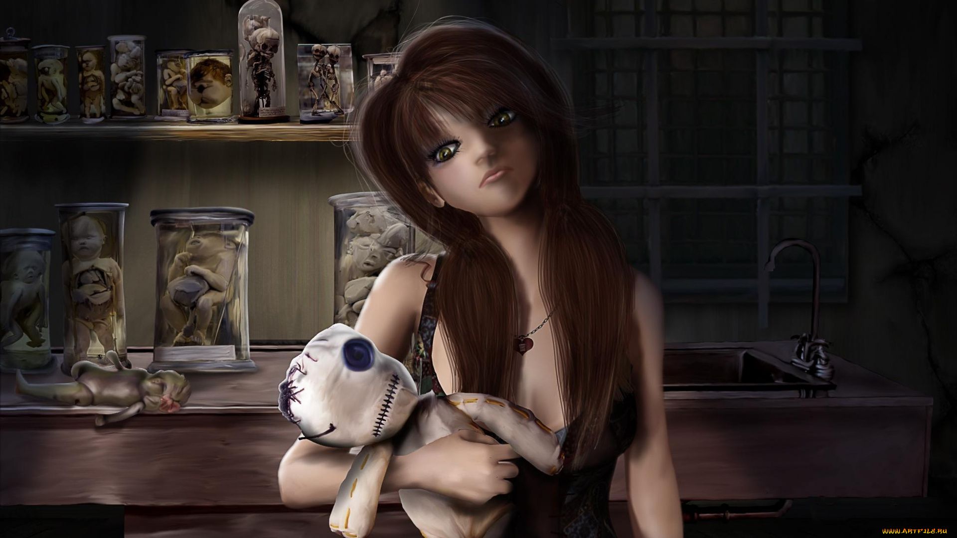 фэнтези, существа, девушка, взгляд, фон