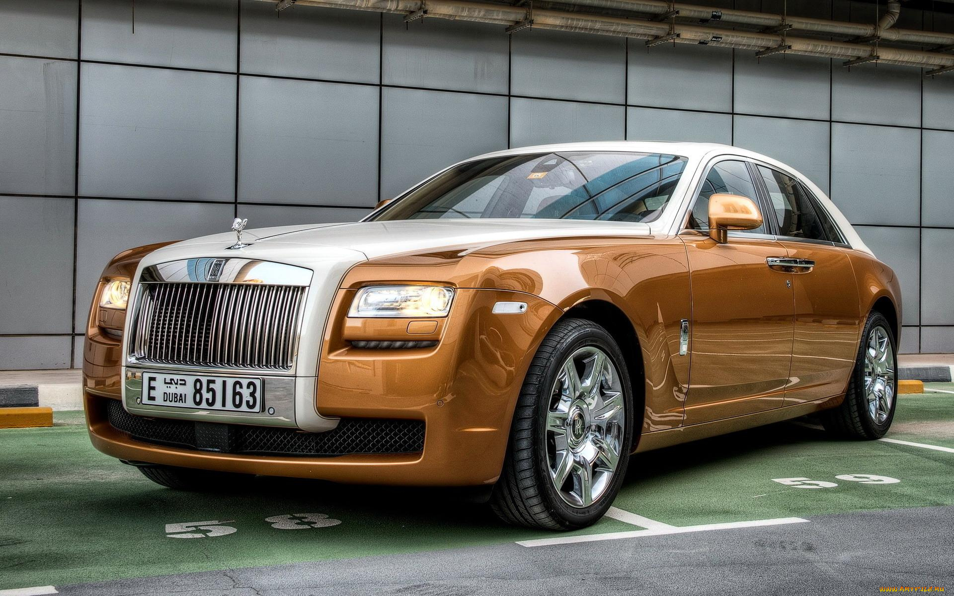 автомобили, rolls-royce, стоянка, бежевый, роллс-ройс, ghost