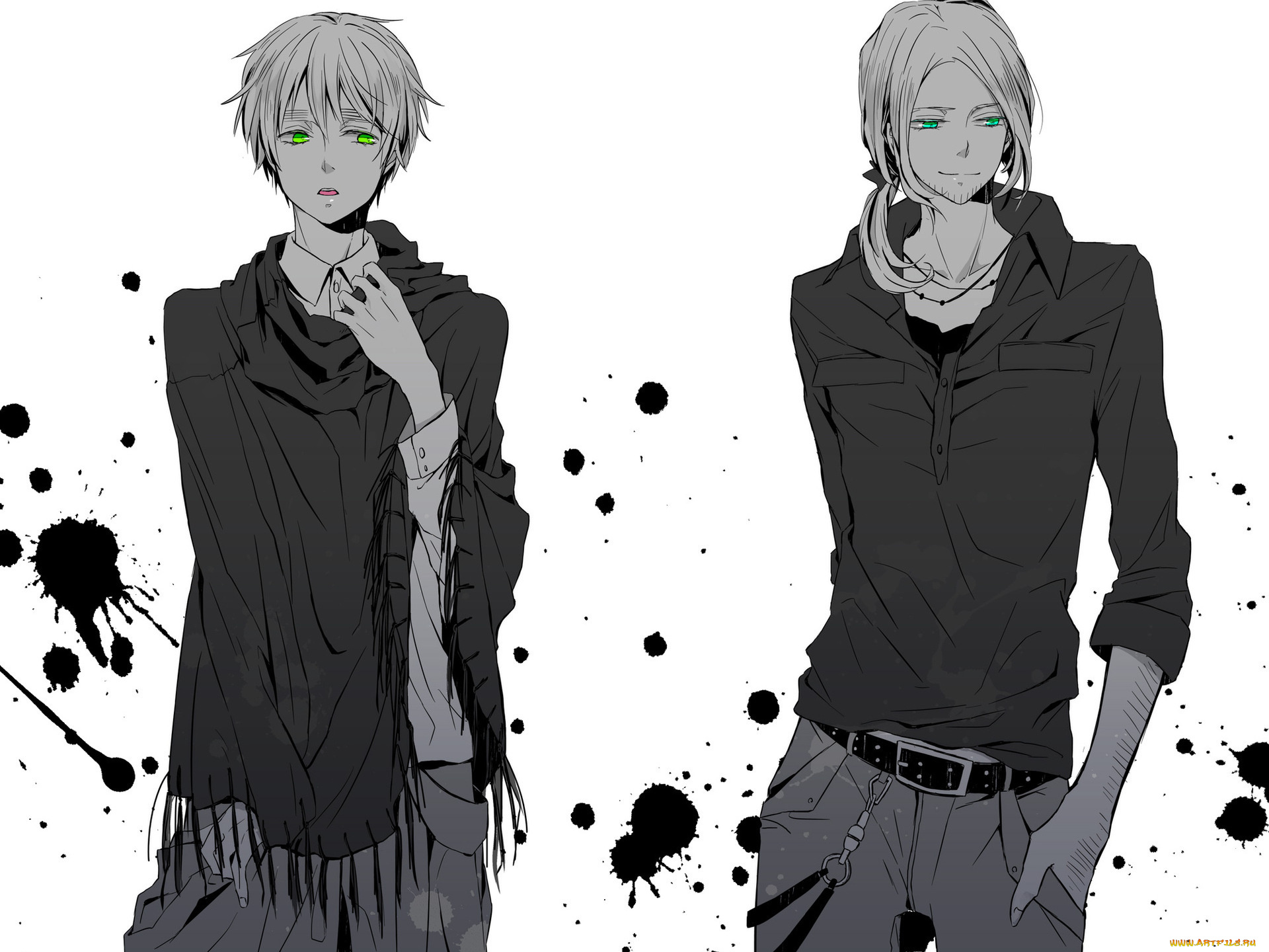 аниме, hetalia, , axis, powers, axis, powers, france, england, англия, франция, парни, зеленые, глаза, кляксы, ремень, плед, чб