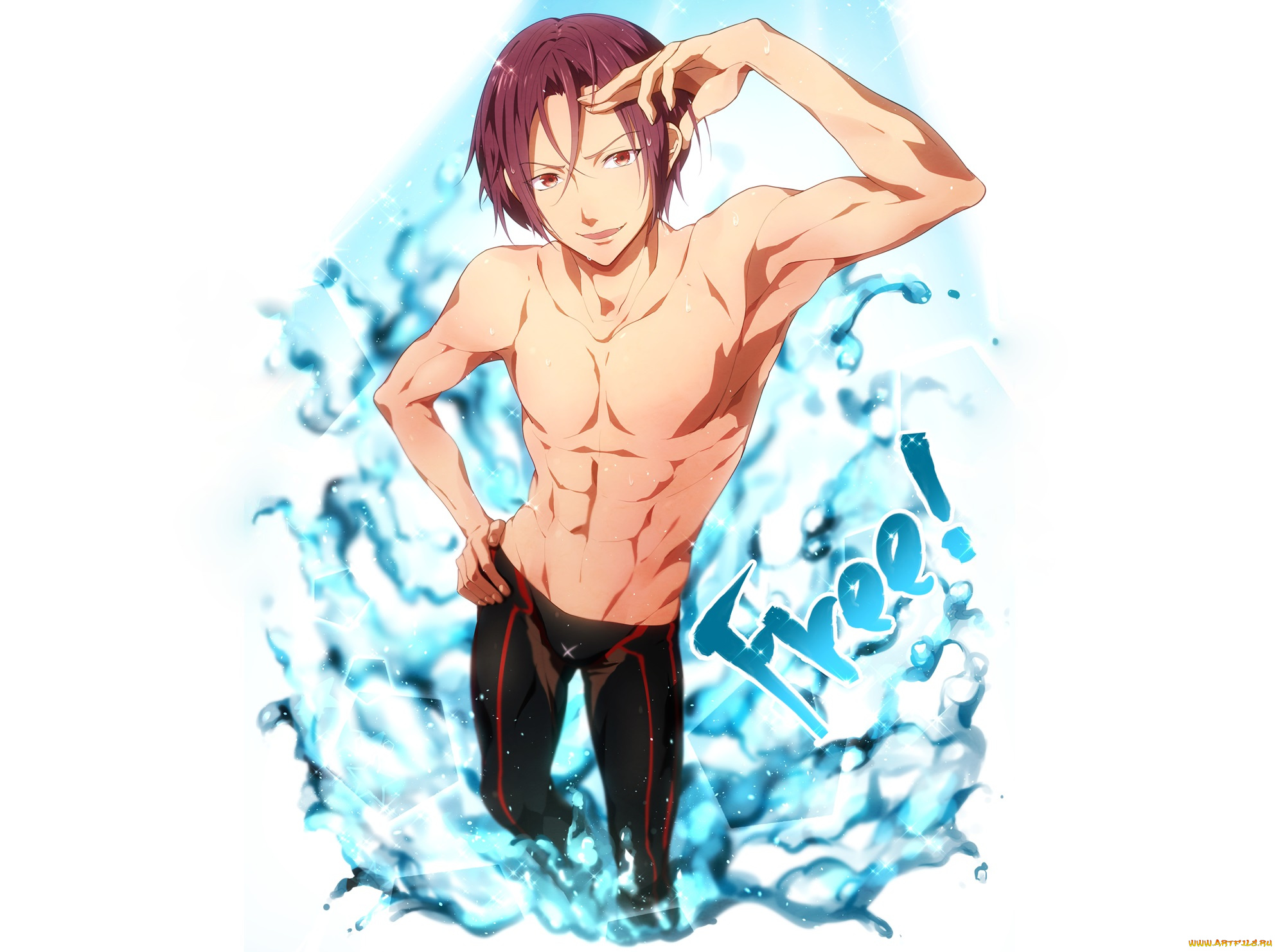 аниме, free, парень, рин