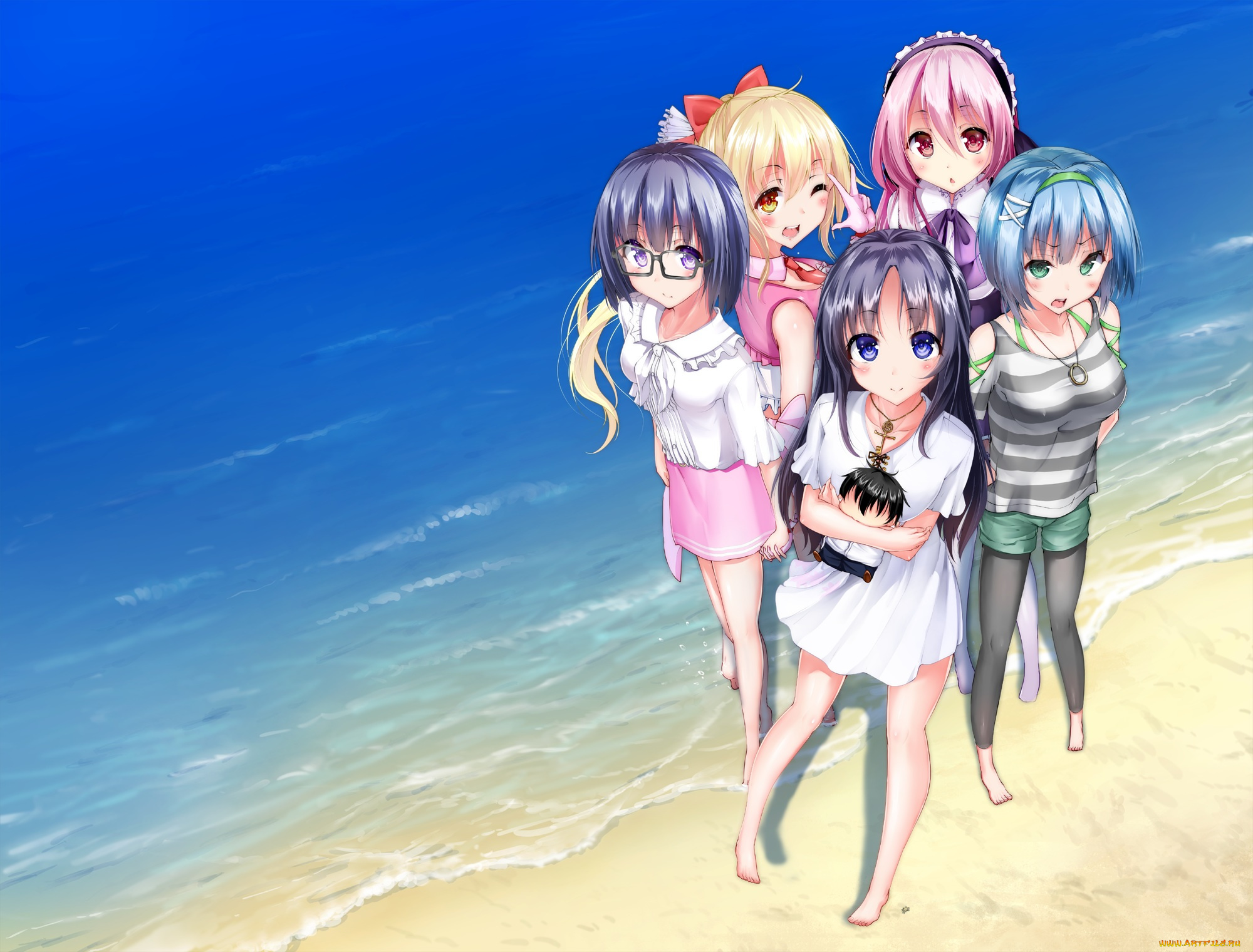 аниме, unknown, , другое, девочки, море