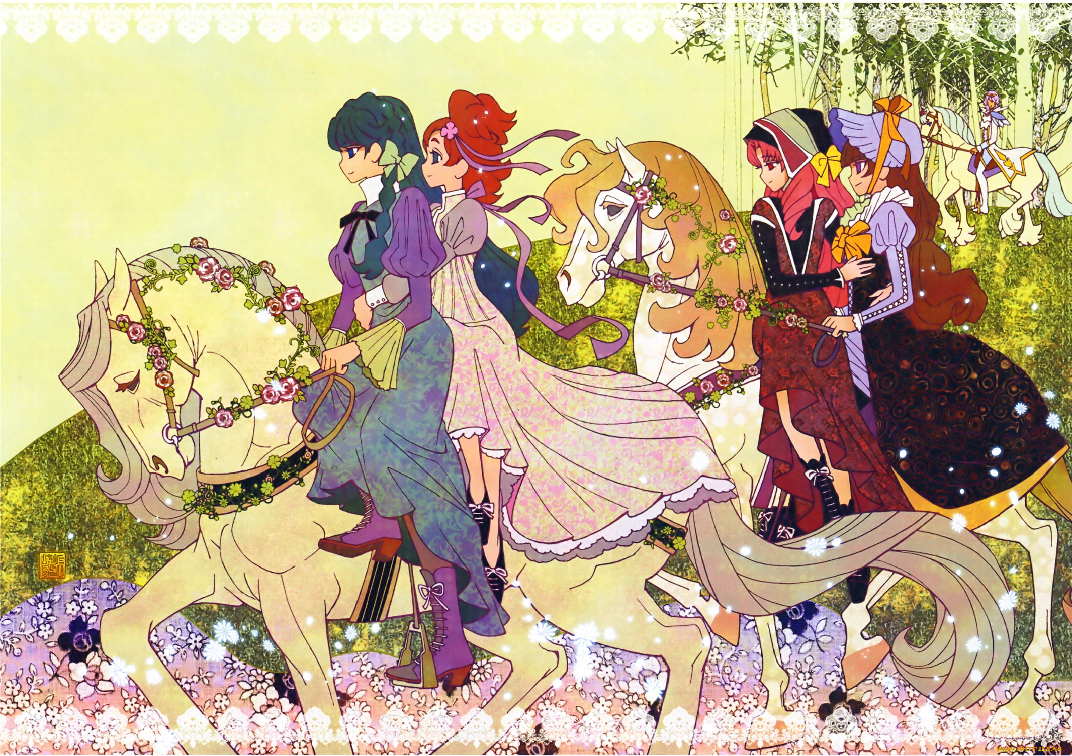 аниме, животные, , существа, pretty, cure, девочки, лошади