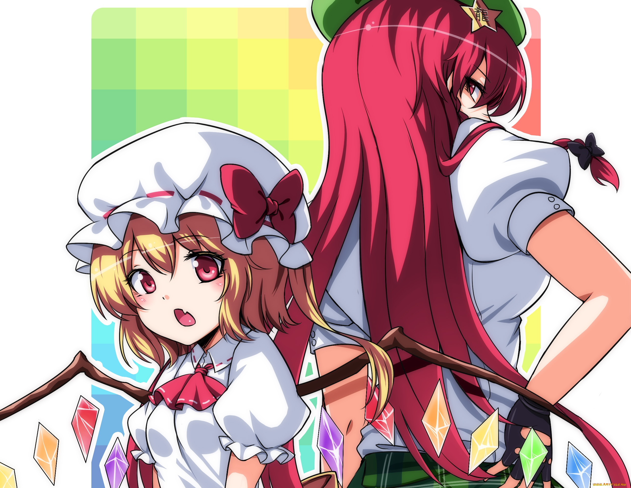 аниме, touhou, hong, meiling, flandre, scarlet, koissa