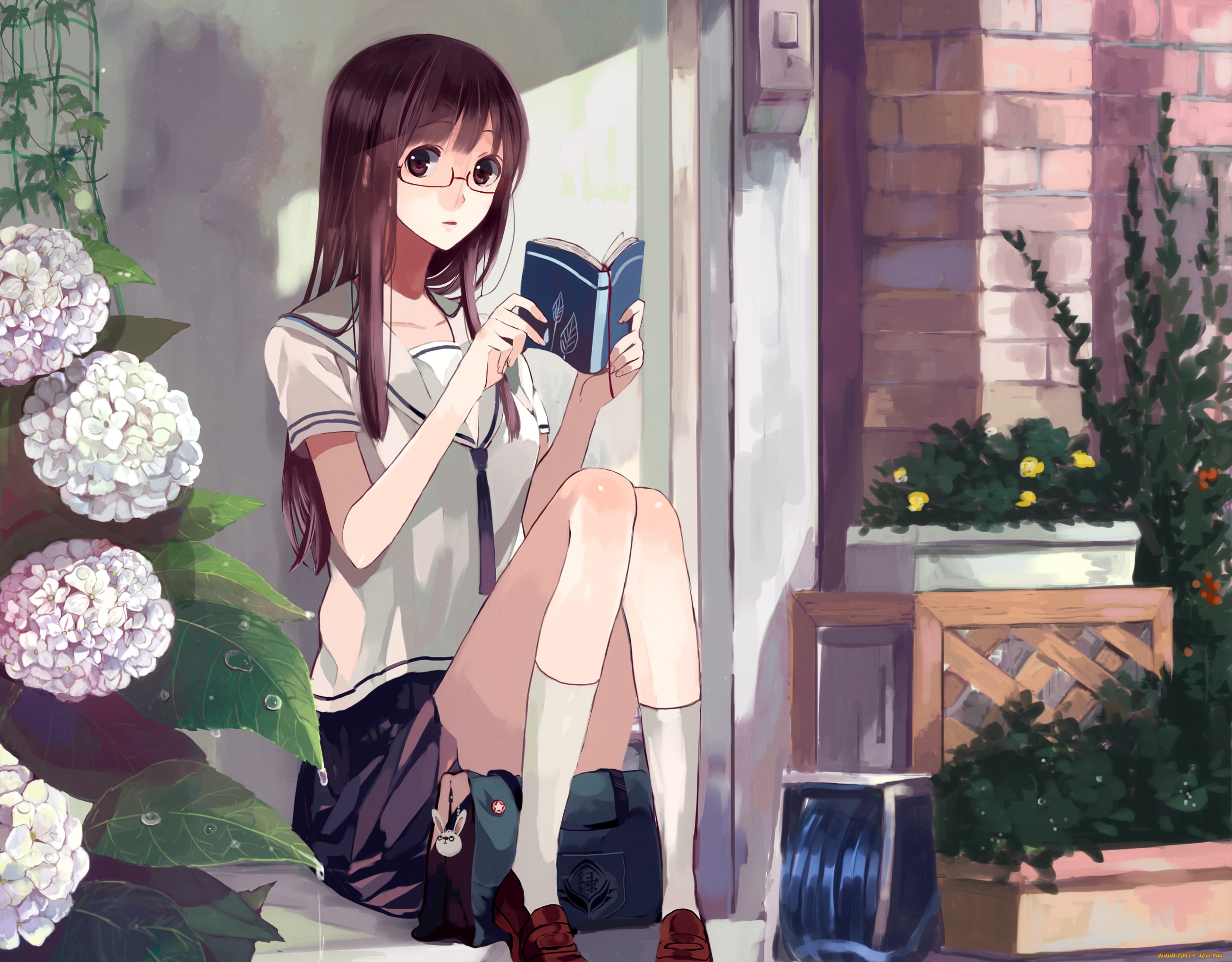 аниме, город, , улицы, , здания, toryufu, девочка