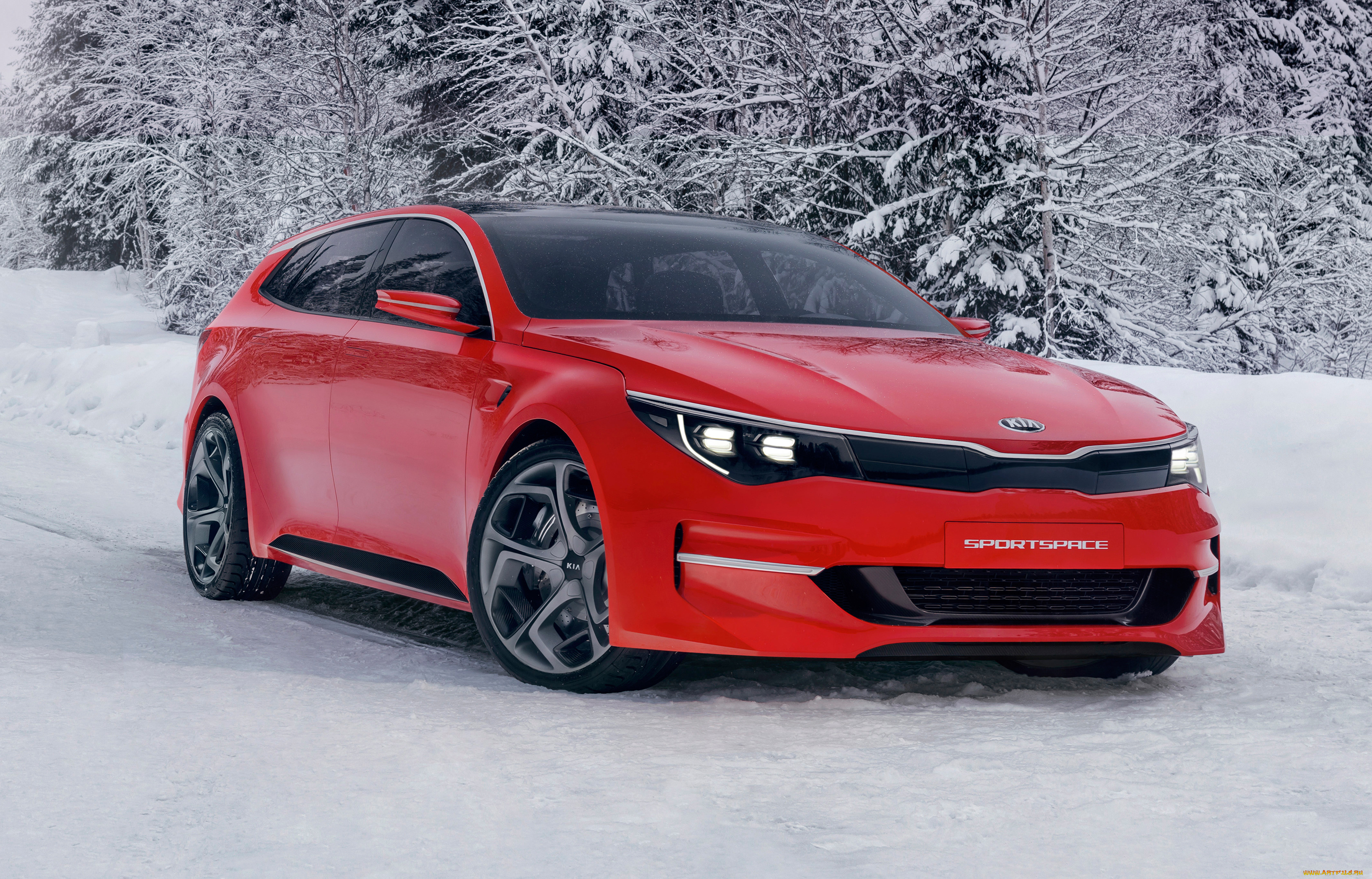 kia, sportspace, concept, автомобили, kia, трасса, зима, снег, красный, concept, sportspace
