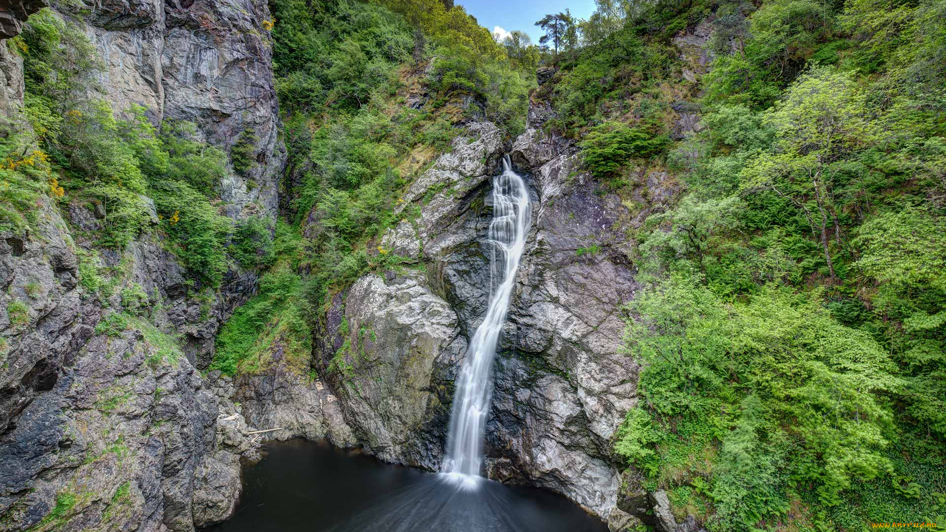 природа, водопады, лес, река, водопад
