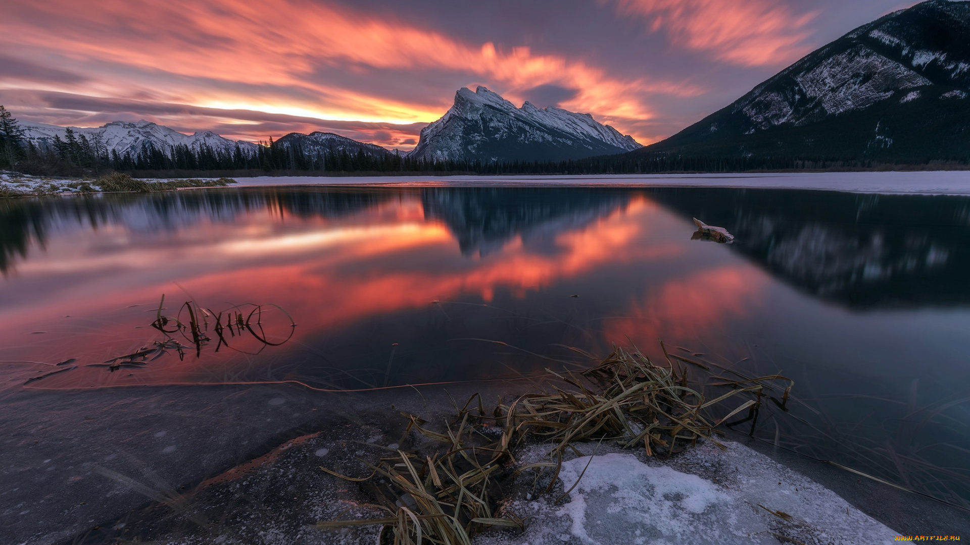 природа, восходы, закаты, горы, озеро