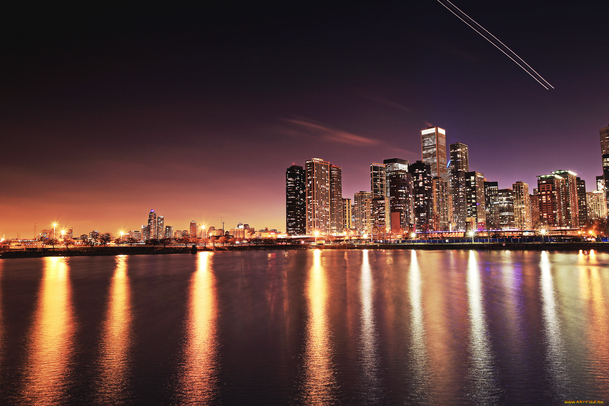 chicago, города, Чикаго, , сша, ночь, огни