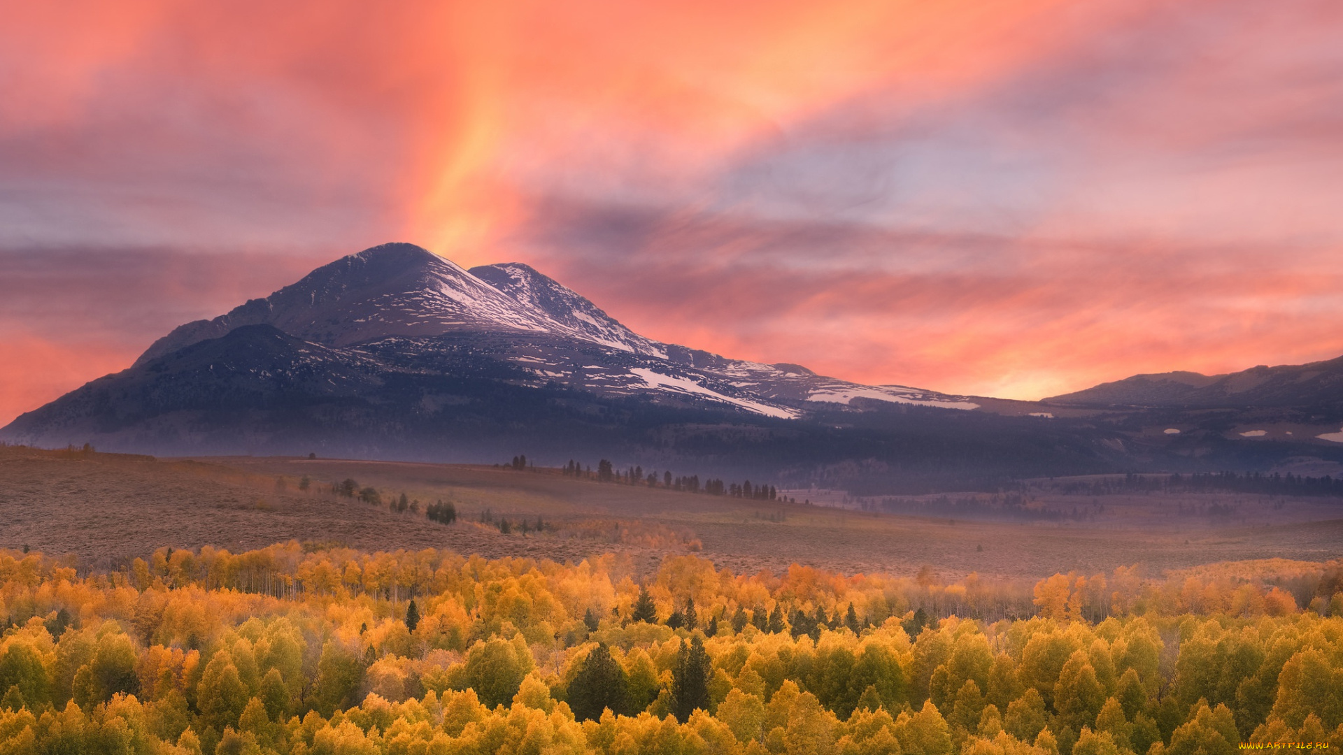 природа, восходы, закаты, небо, деревья, осень, горы, лес