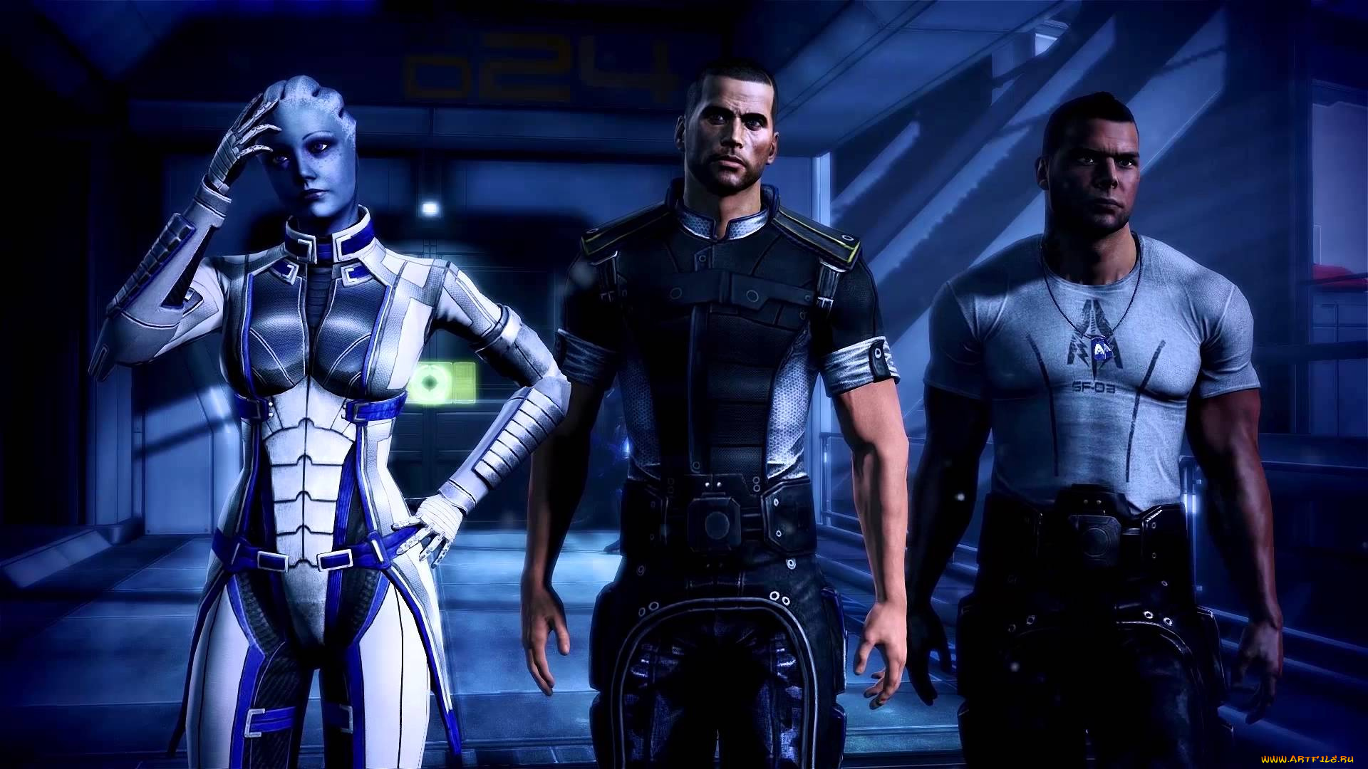 видео, игры, mass, effect, 3, персонажи, девушка, коридор, парни