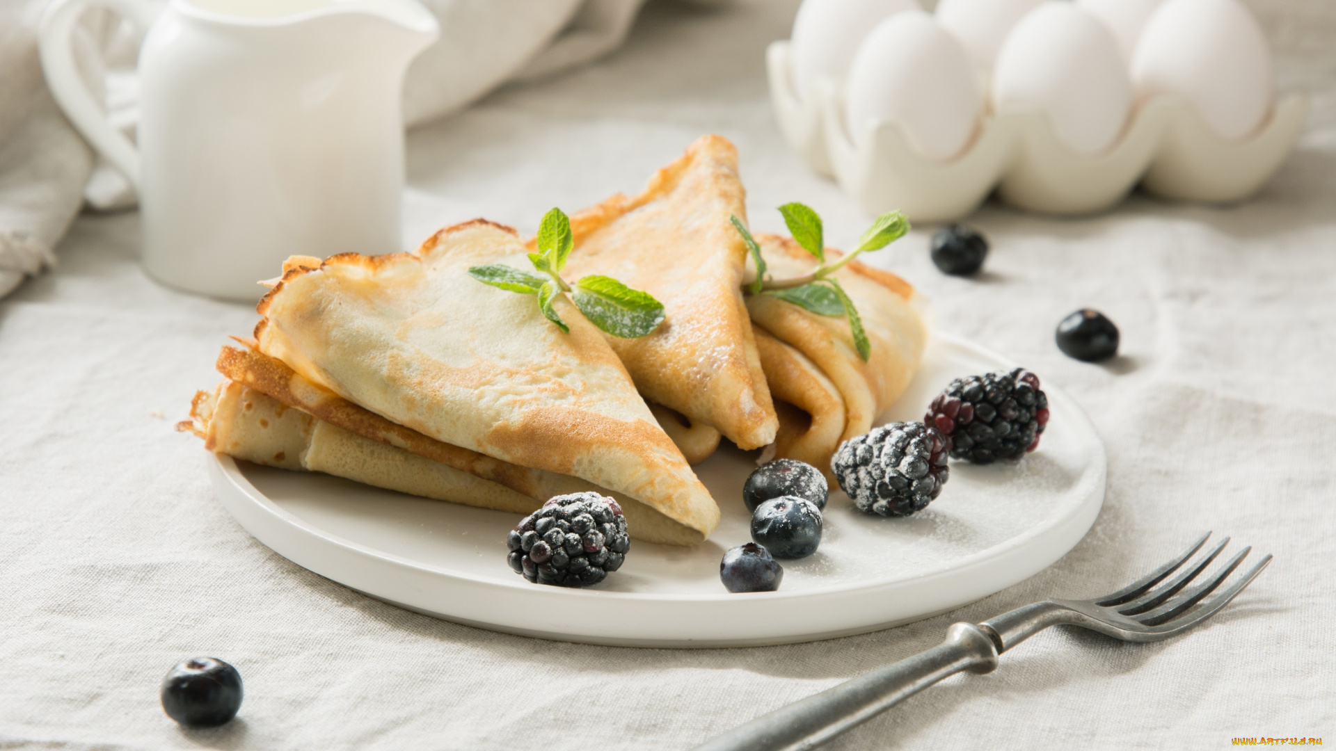 еда, блины, , оладьи, ягоды, мед