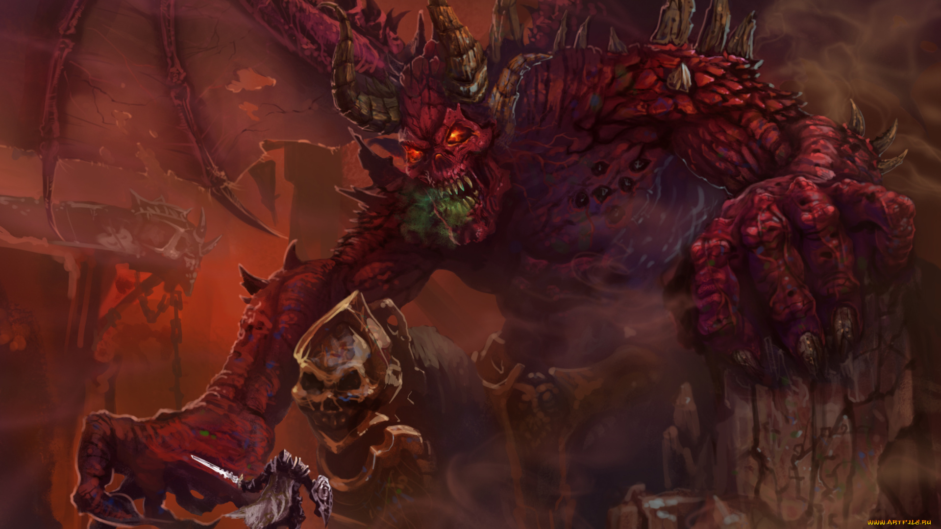 фэнтези, демоны, существо, фон, взгляд