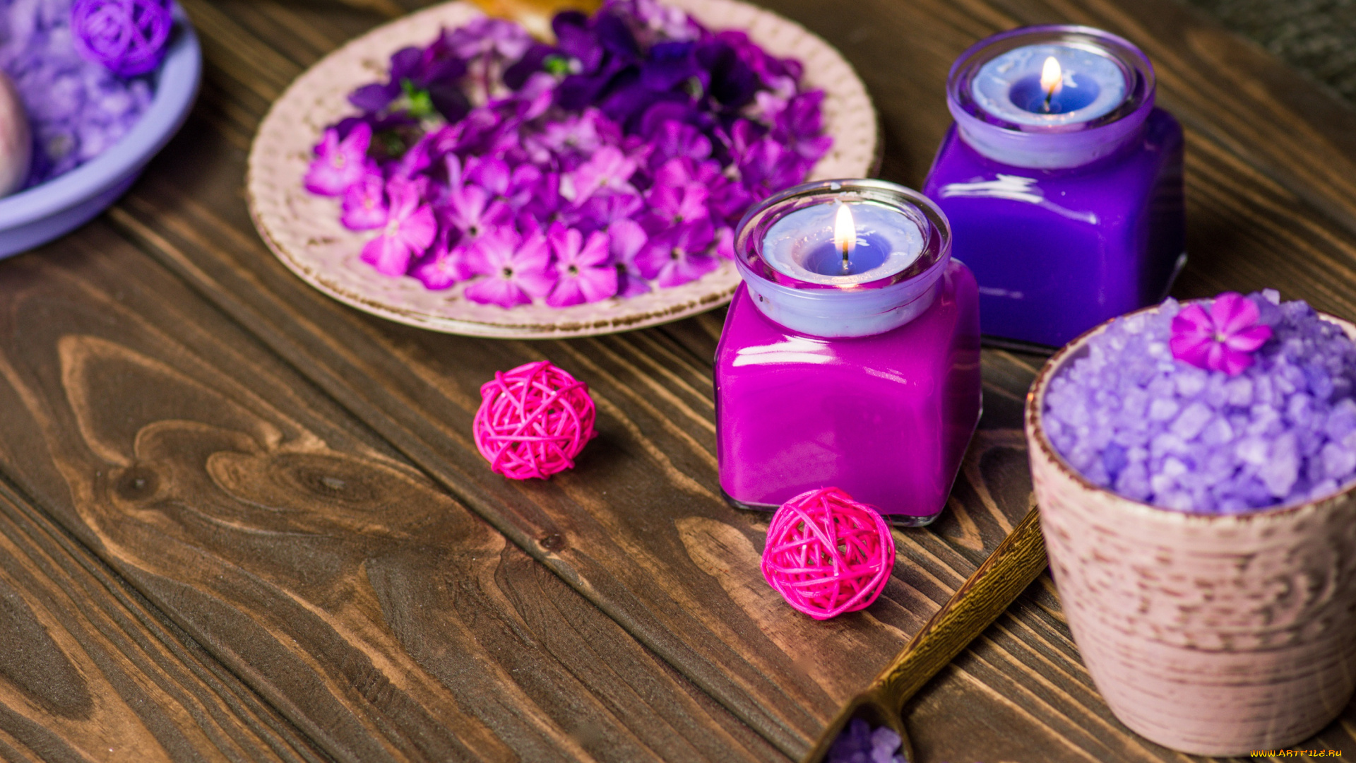 разное, свечи, спа, морская, соль