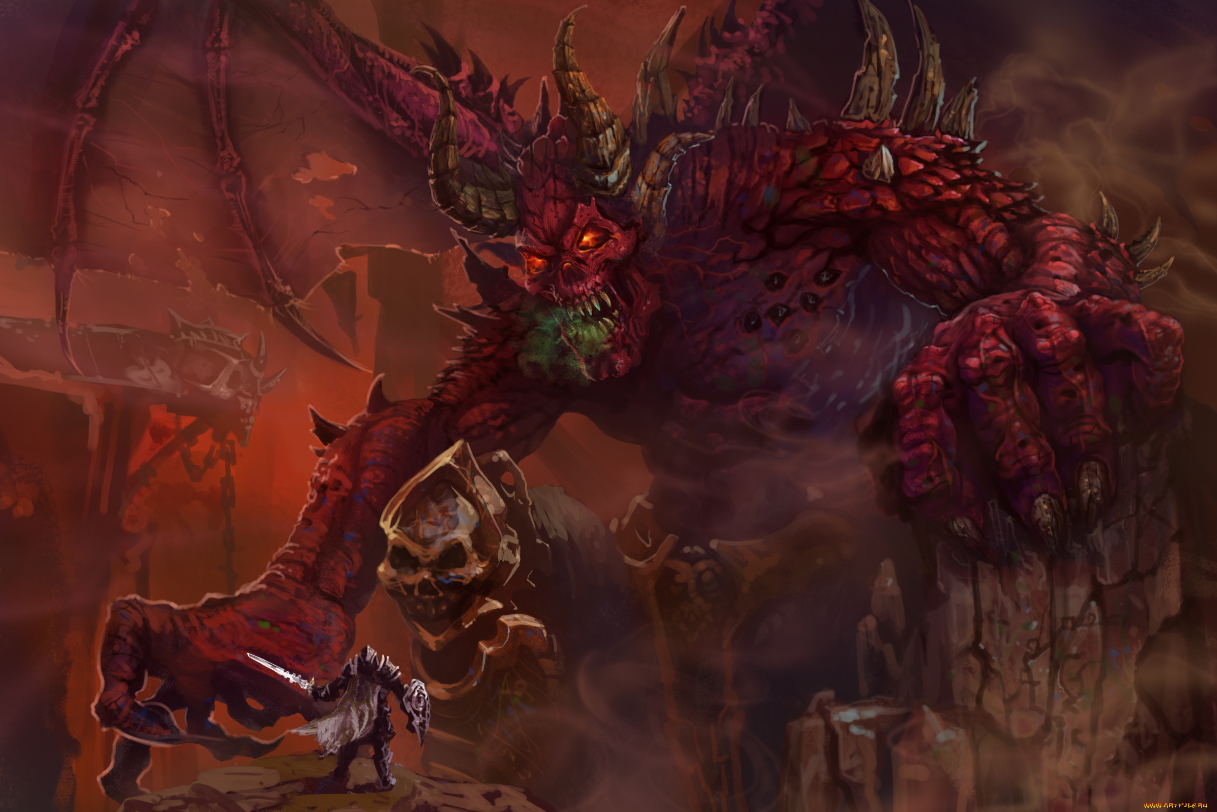 фэнтези, демоны, существо, фон, взгляд