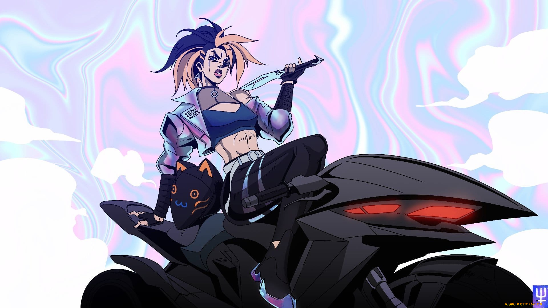 видео, игры, league, of, legends, akali, мотоцикл