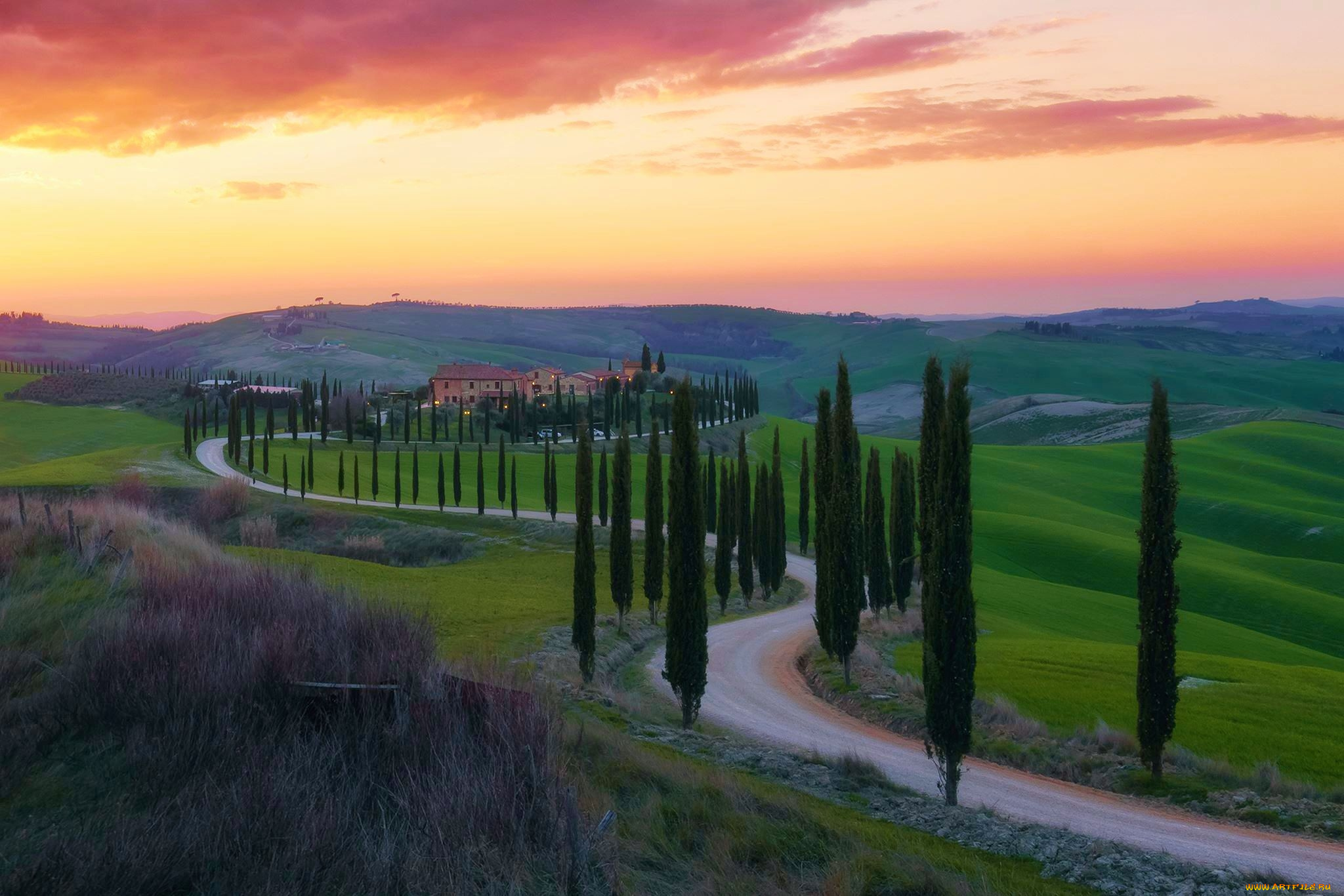 val, d`orcia, tuscany, italy, природа, дороги, val, d'orcia