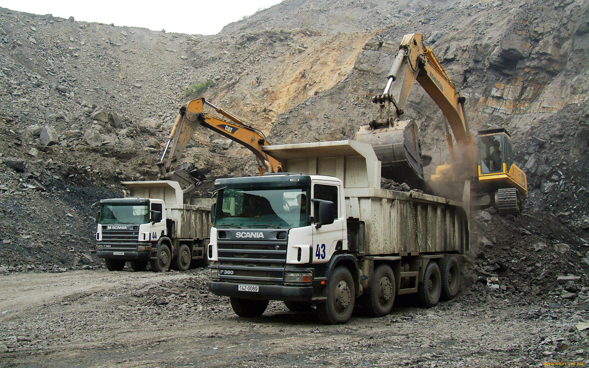 техника, экскаваторы, самосвалы, карьер