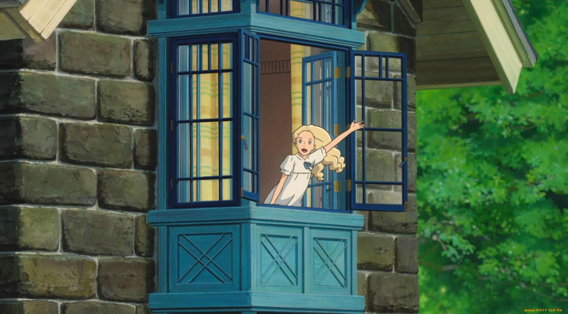 omoide, no, marnie, аниме, город, , улицы, , интерьер, , здания, девочка, жест, балкон