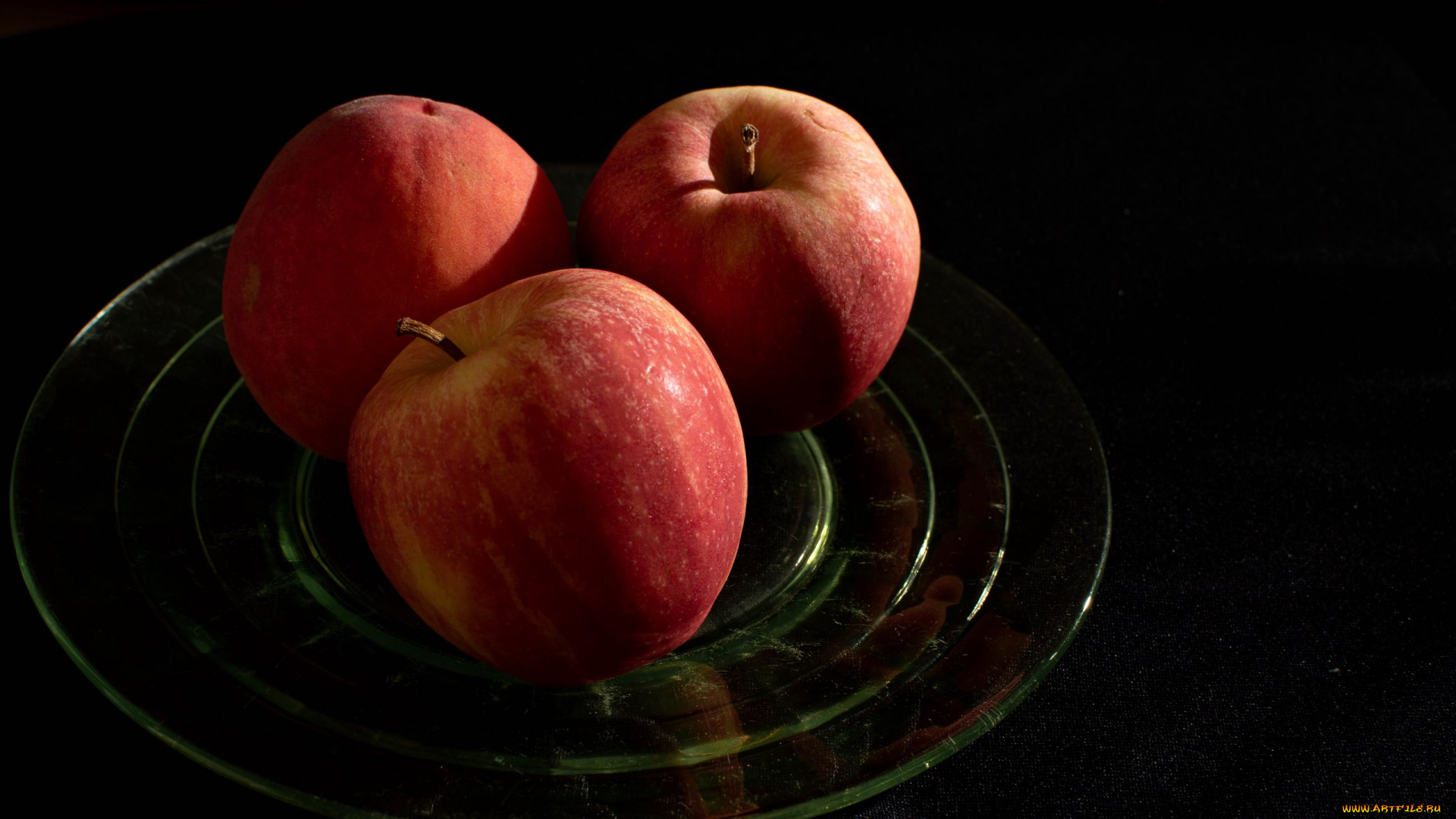 еда, яблоки, тарелка, трио, макро