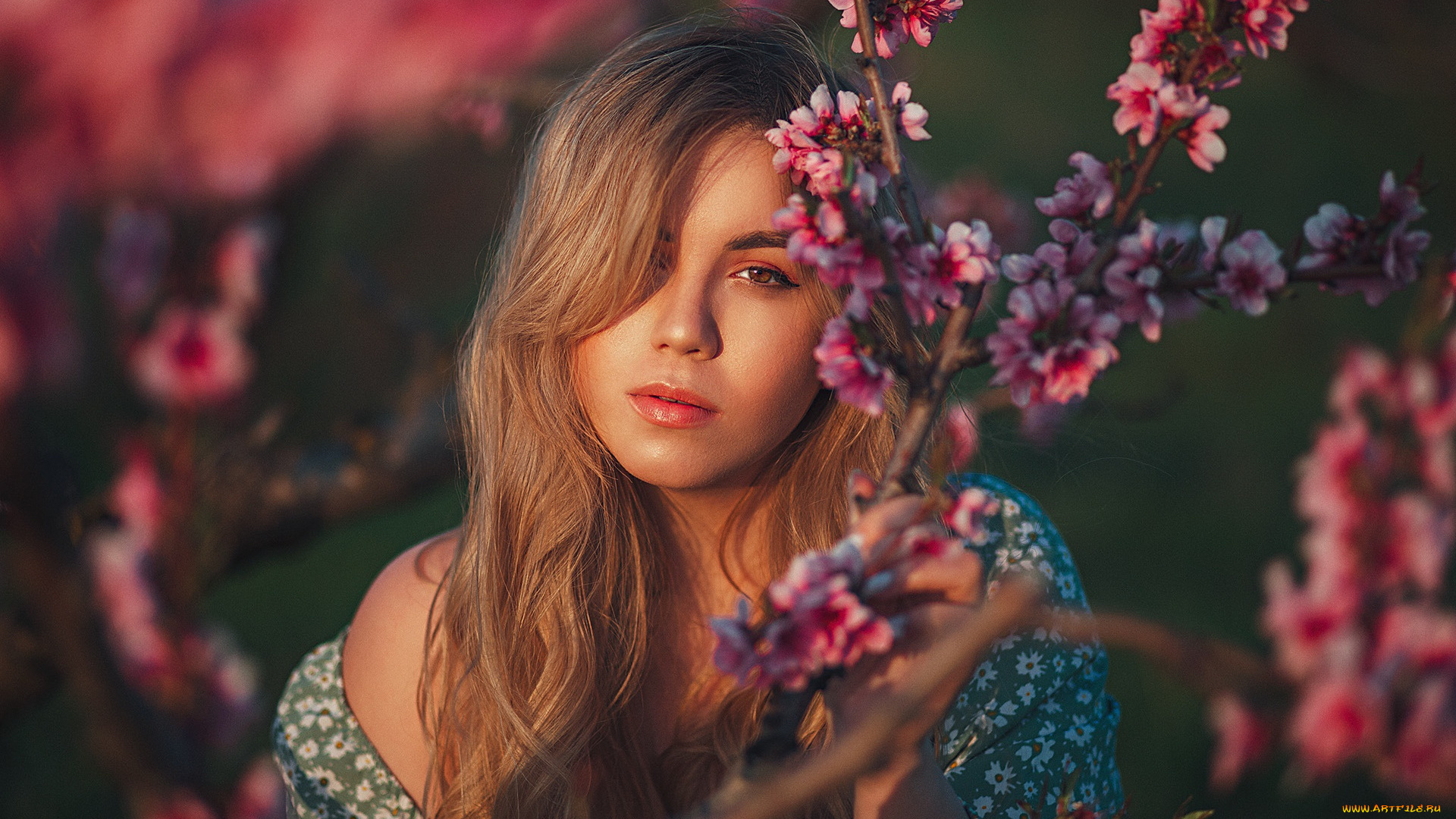 девушки, -, лица, , портреты, русая, лицо, весна, цветение