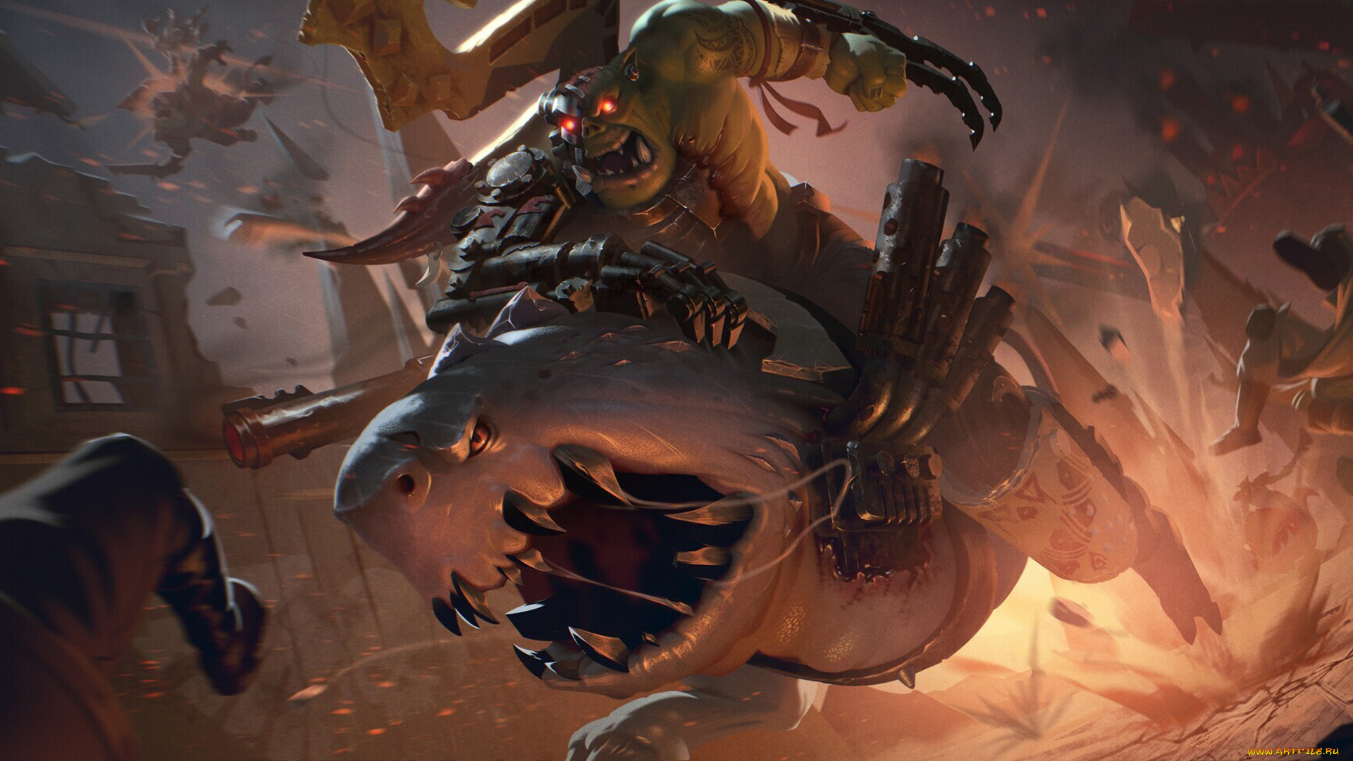 3д, графика, существа, , creatures, акула, орк