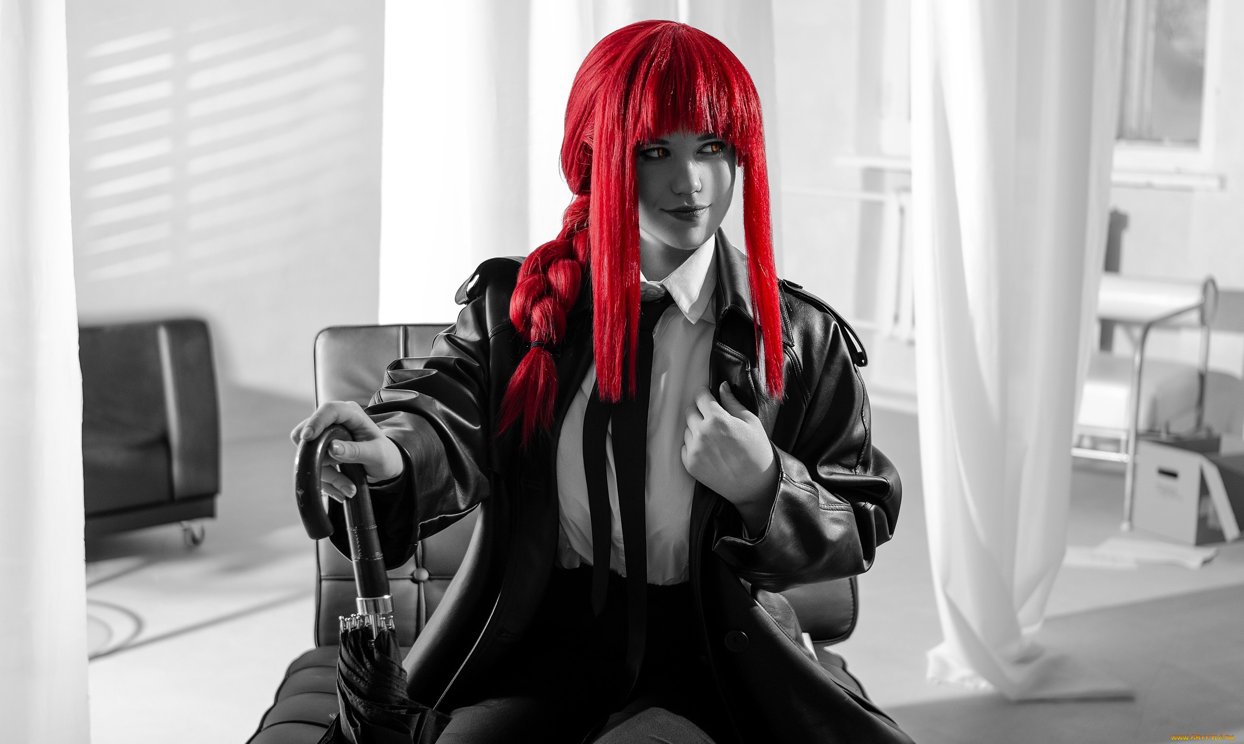 sino, tyan, девушки, образ, косплей, наряд, плащ, зонт, кресло