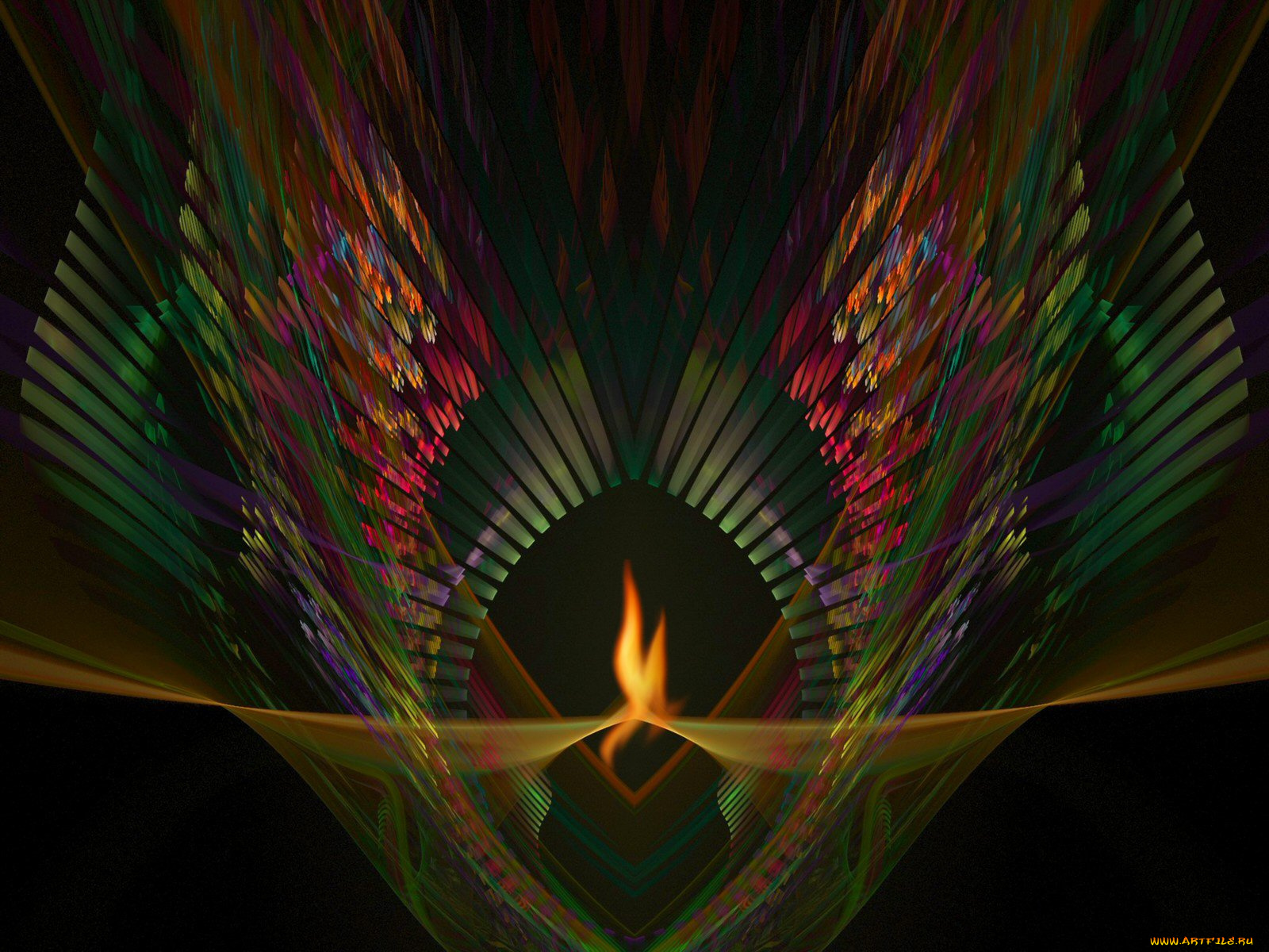 3д, графика, fractal, фракталы, линии, фрактал, цвета