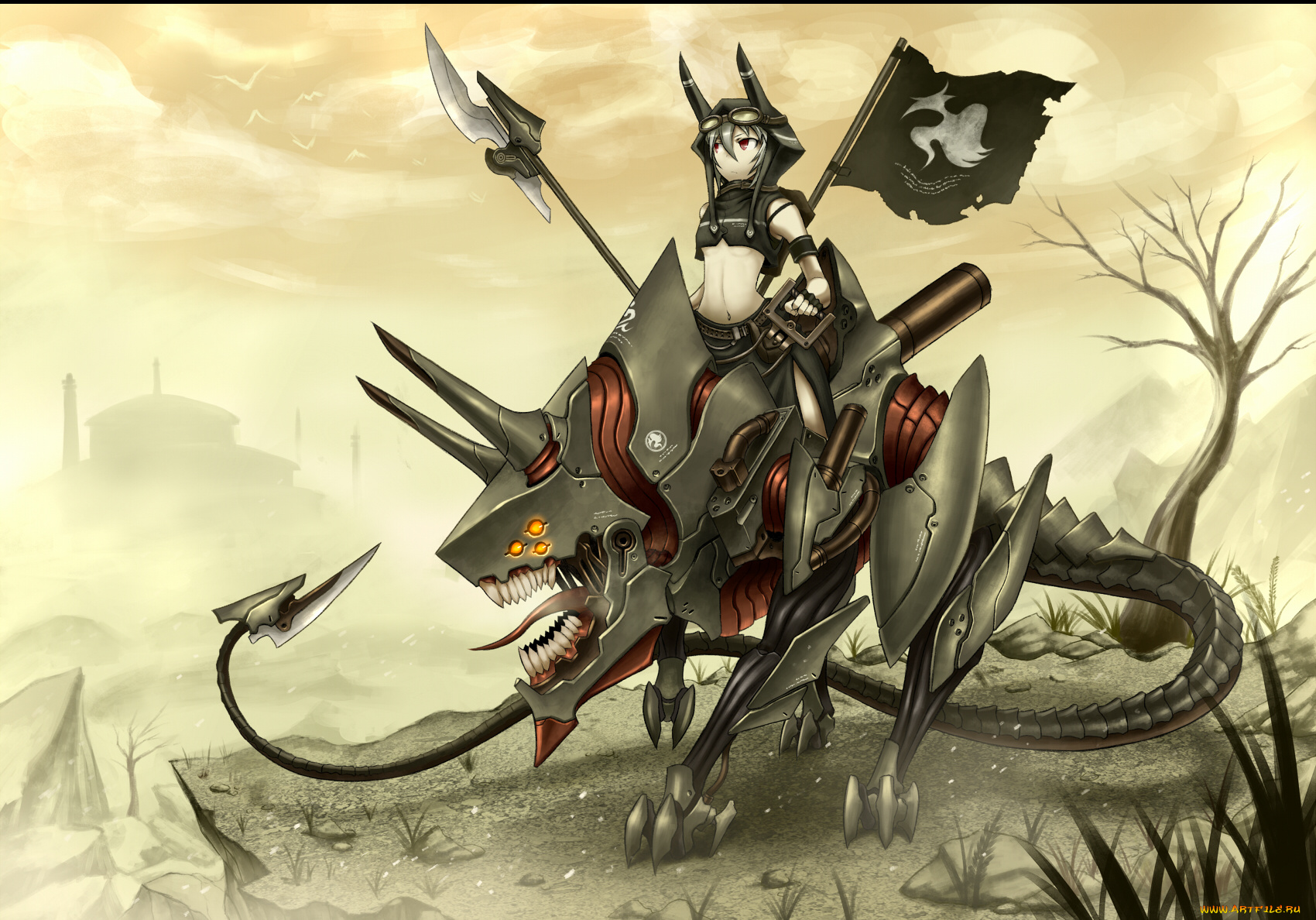 аниме, weapon, blood, technology, оружие, девушка