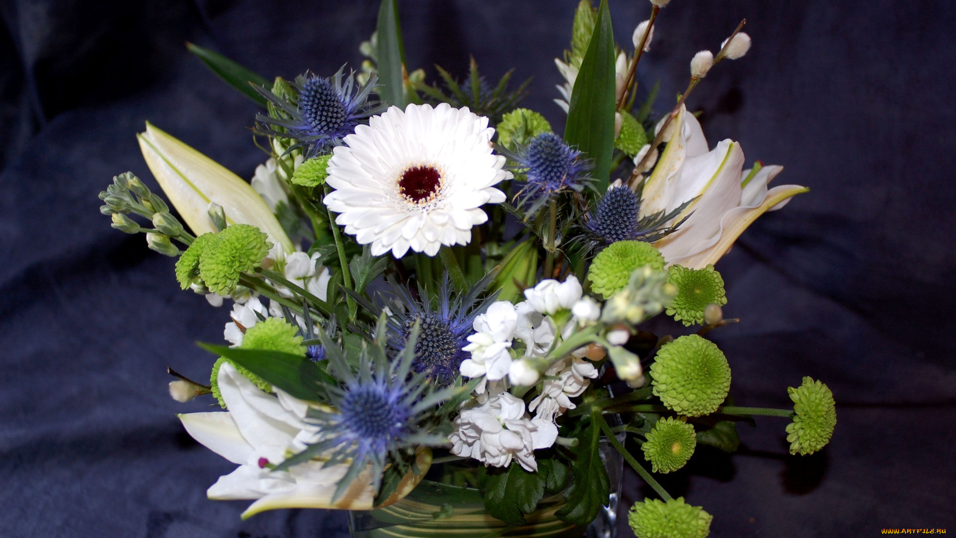 цветы, букеты, композиции, хризантемы, лилии, левкой, герберы, верба