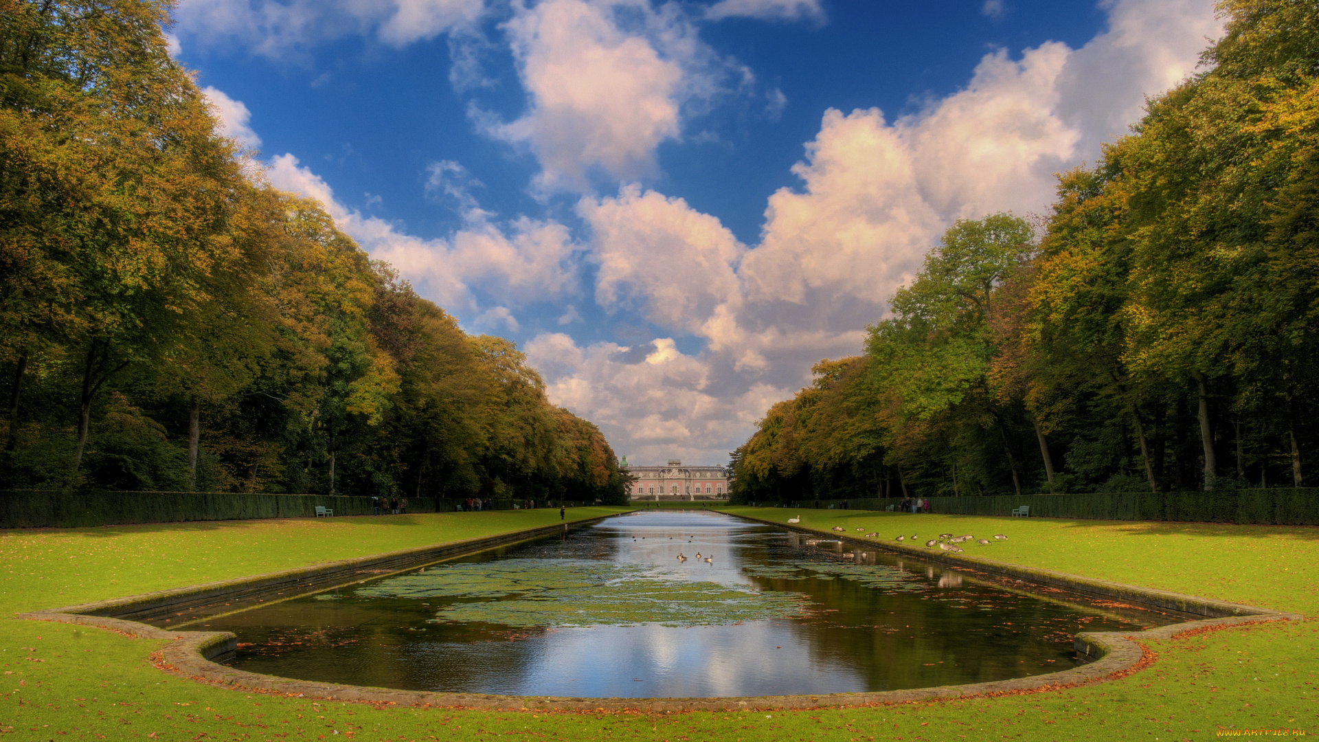 города, дворцы, замки, крепости, пруд, германия