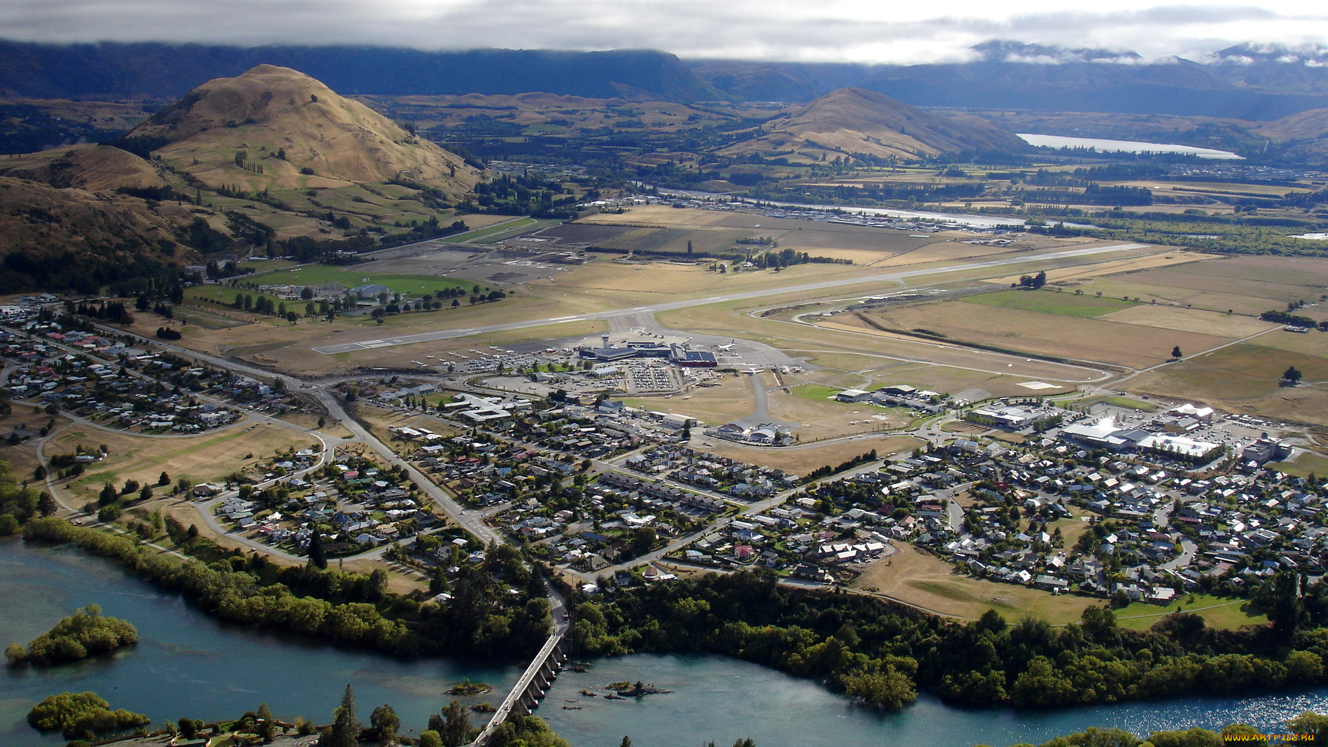 города, панорамы, новая, зеландия, queenstown