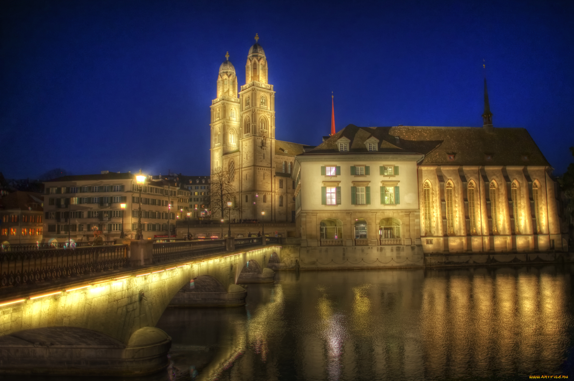 города, мосты, река